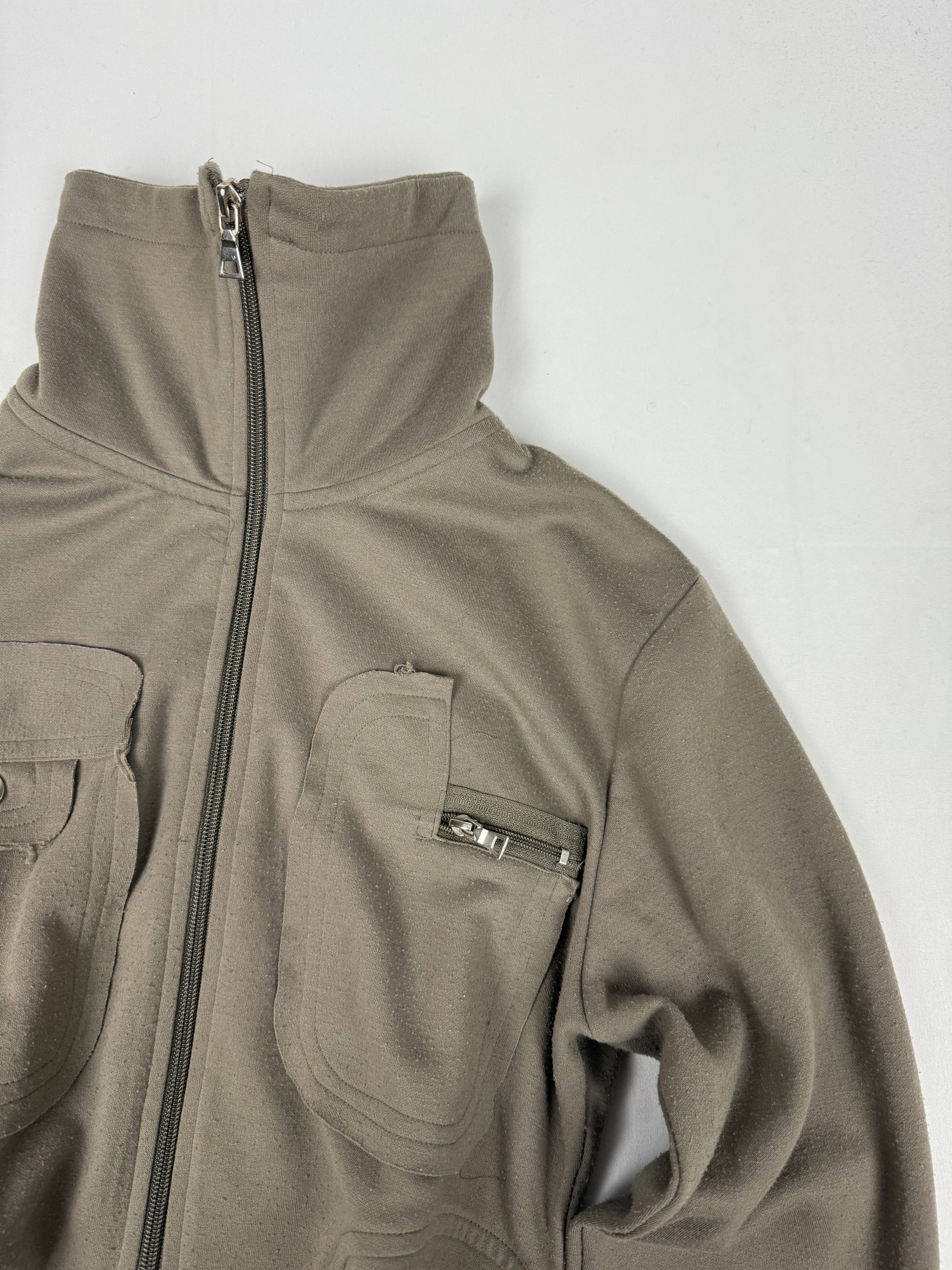 Khaki zip up crop sweatshirt (S/M)