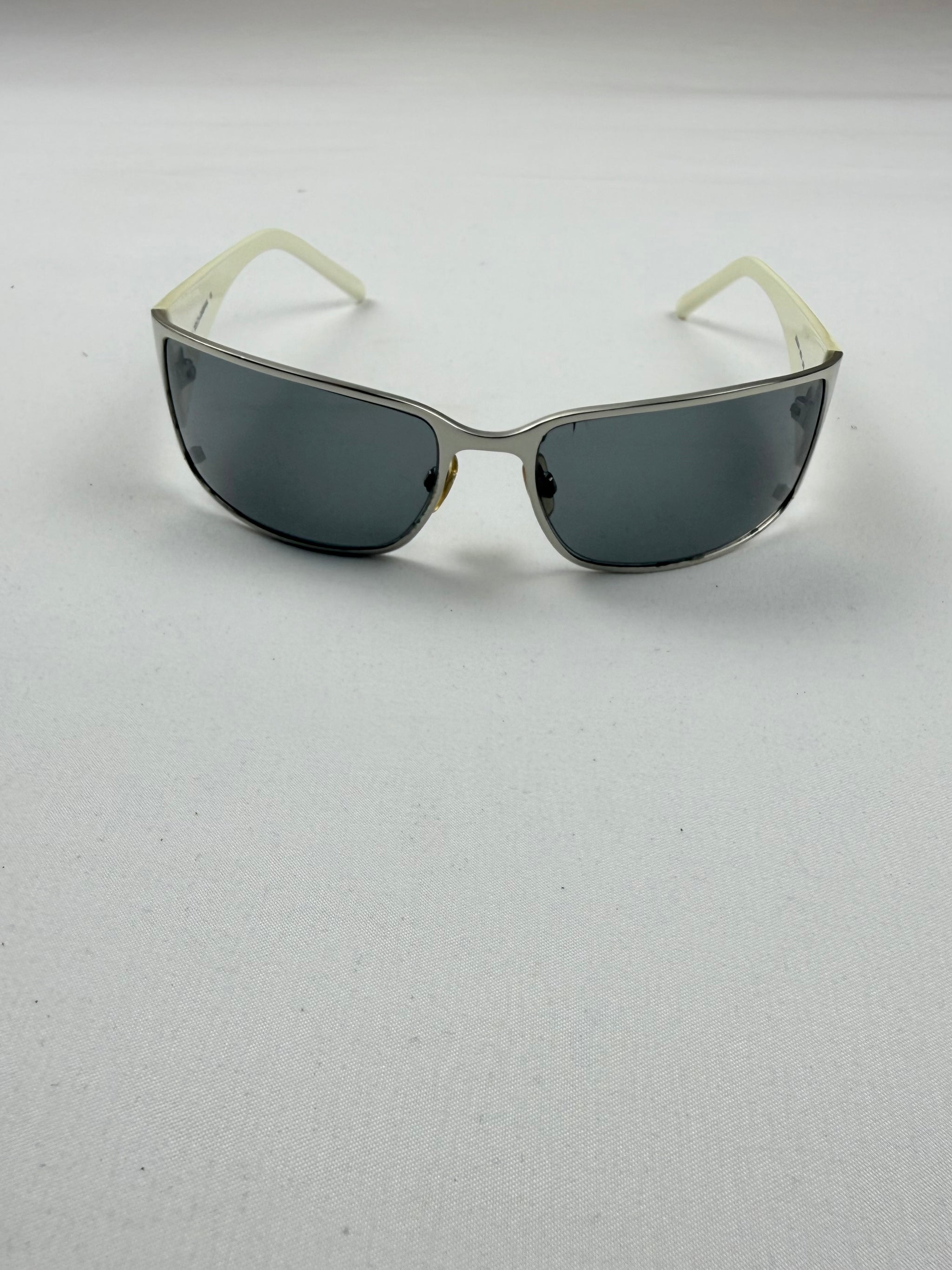 White & silver logo sunglasses