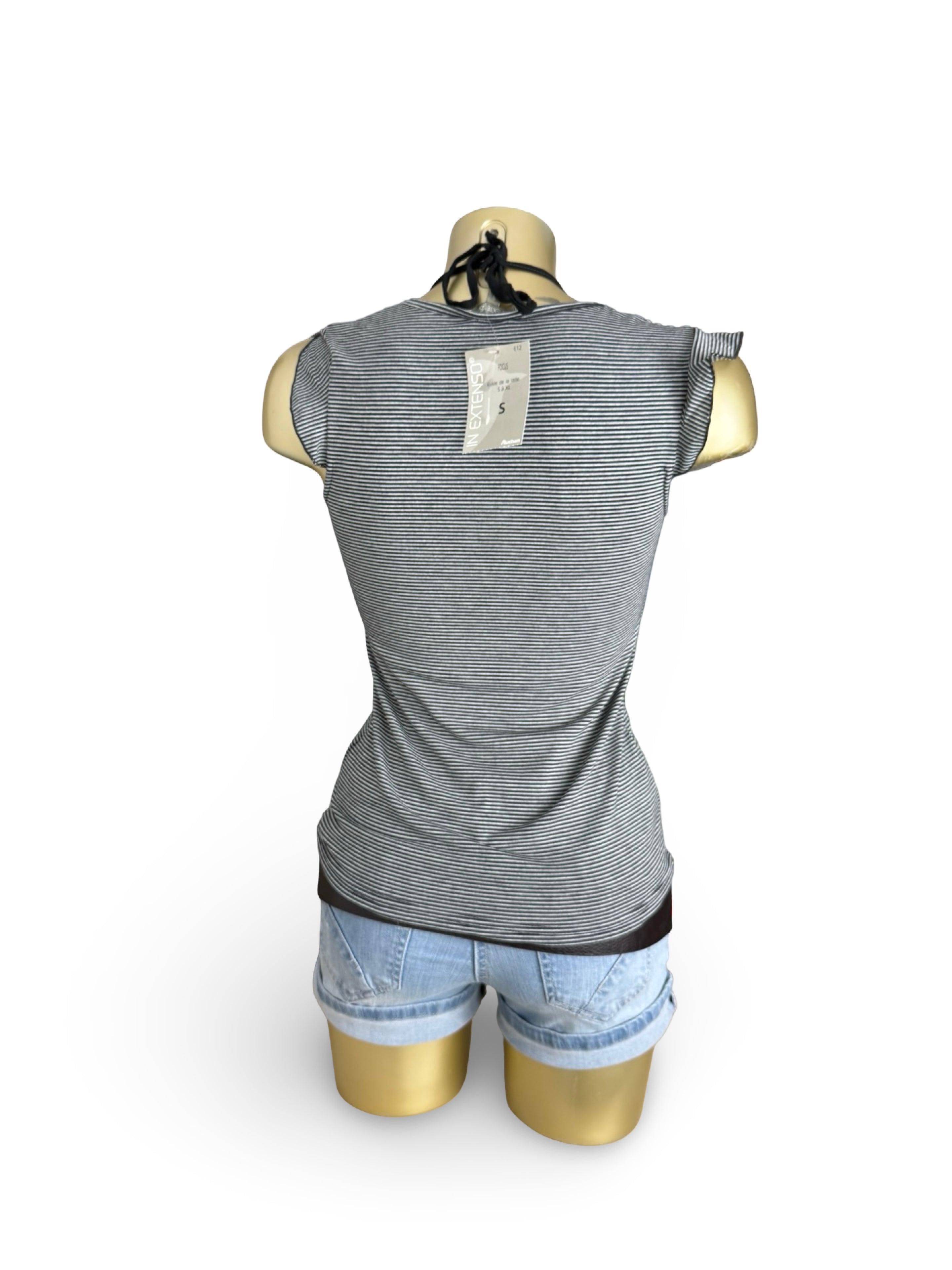 Grey striped 2 in 1 halter tee (S)