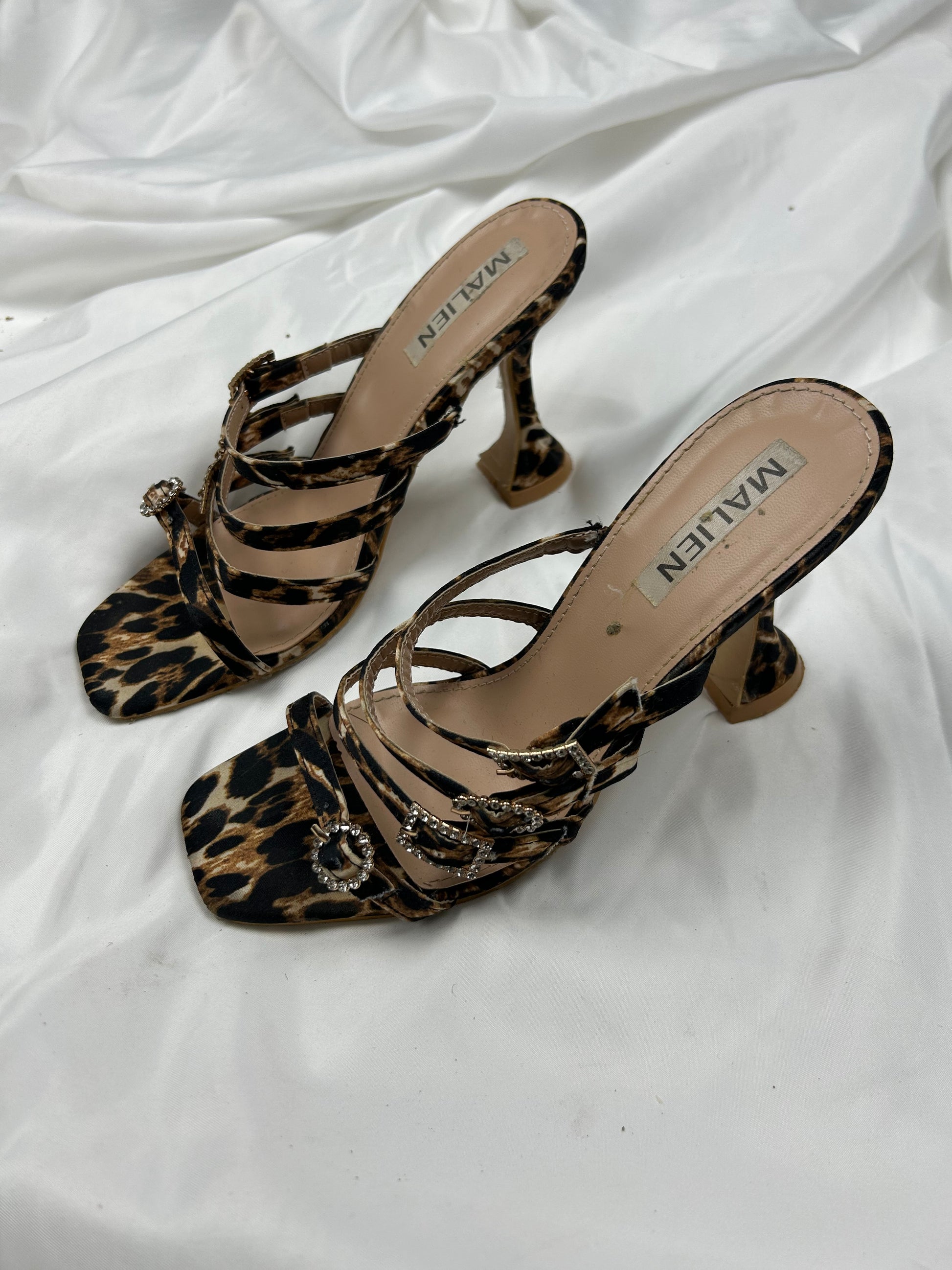 Panther print strass heels mules (36)