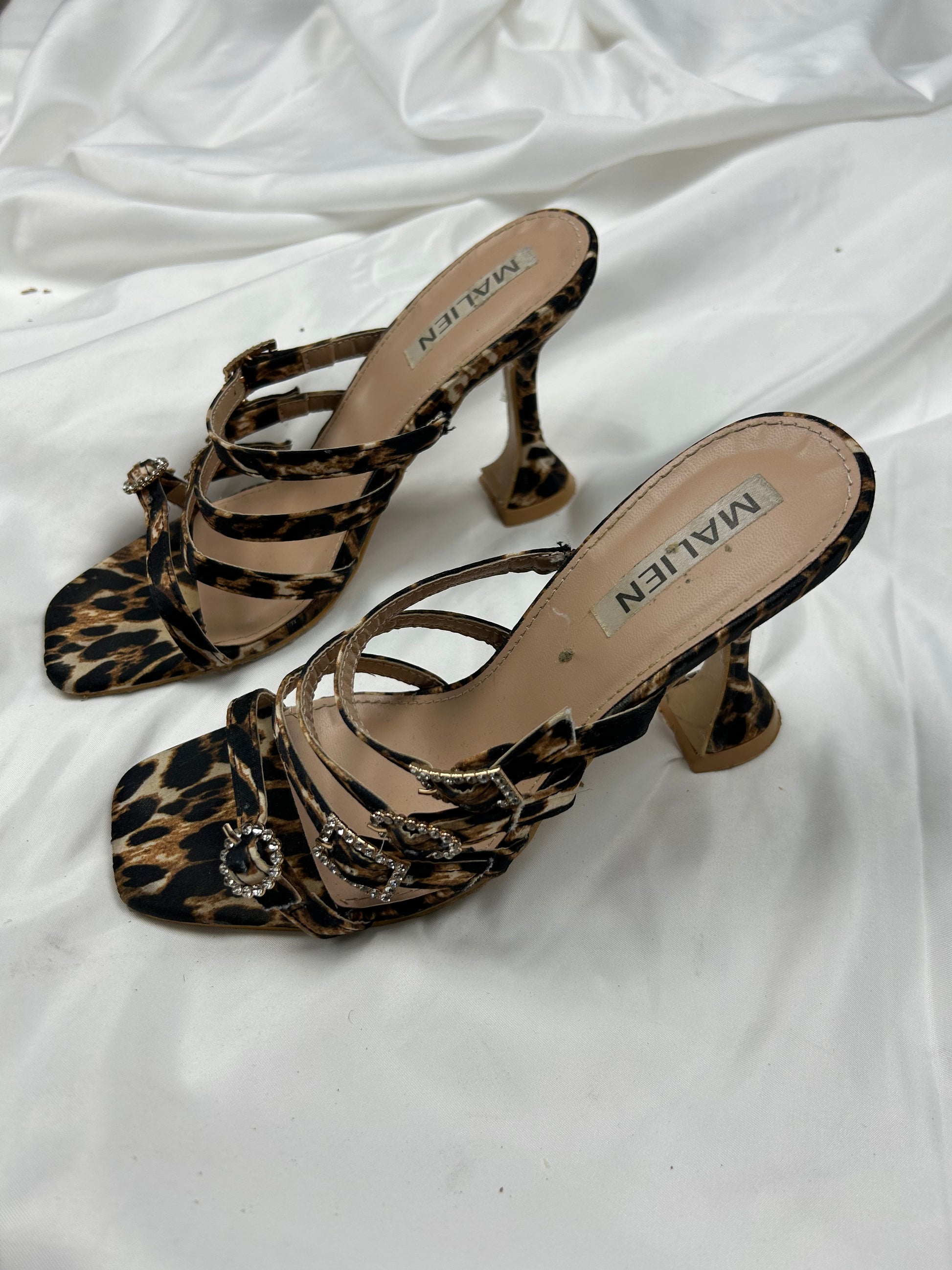 Panther print strass heels mules (36)