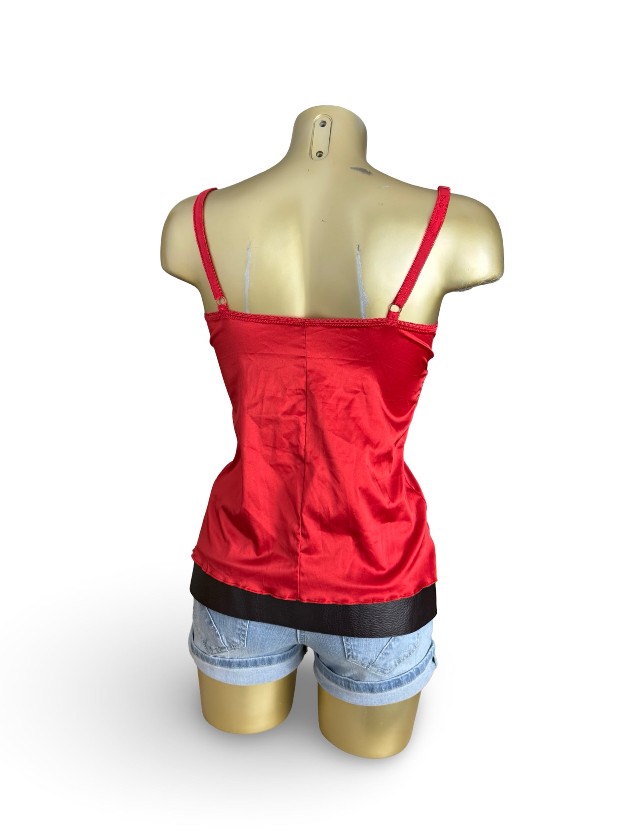 Red silky rhinestones logo top (L)