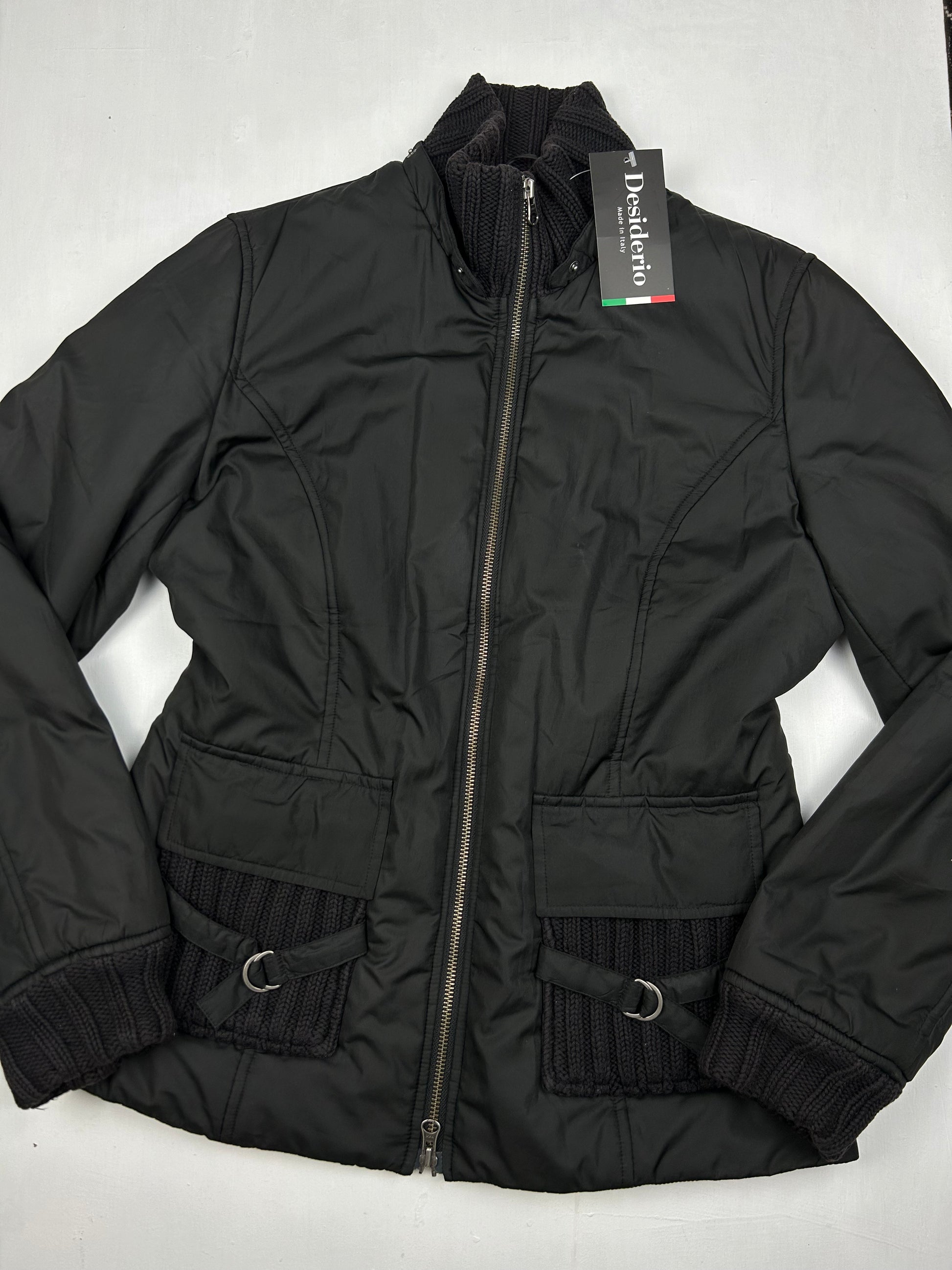 Black brand new duck down winter puffer biker jacket (M)