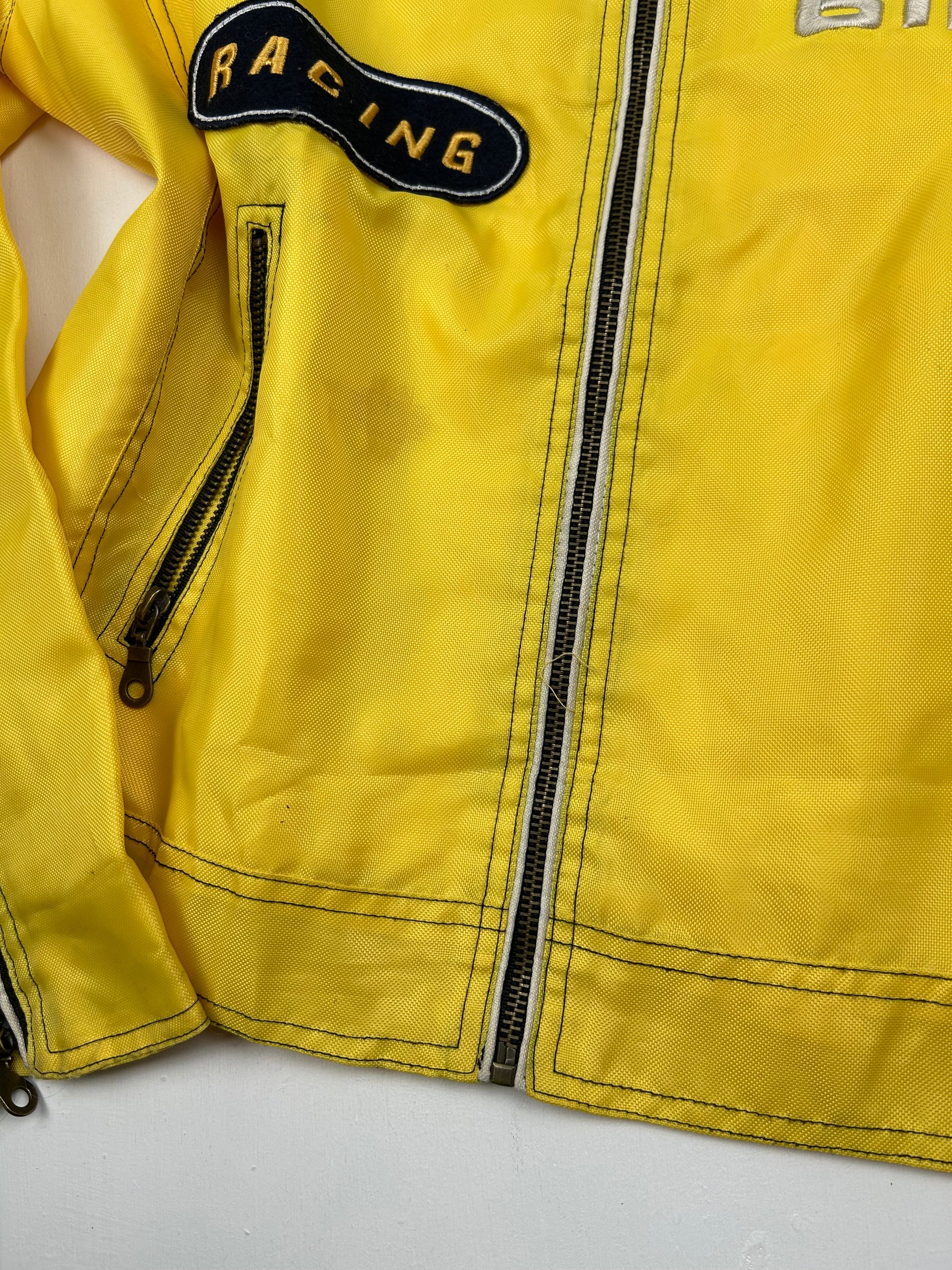 Yellow zip up biker jacket (XL)