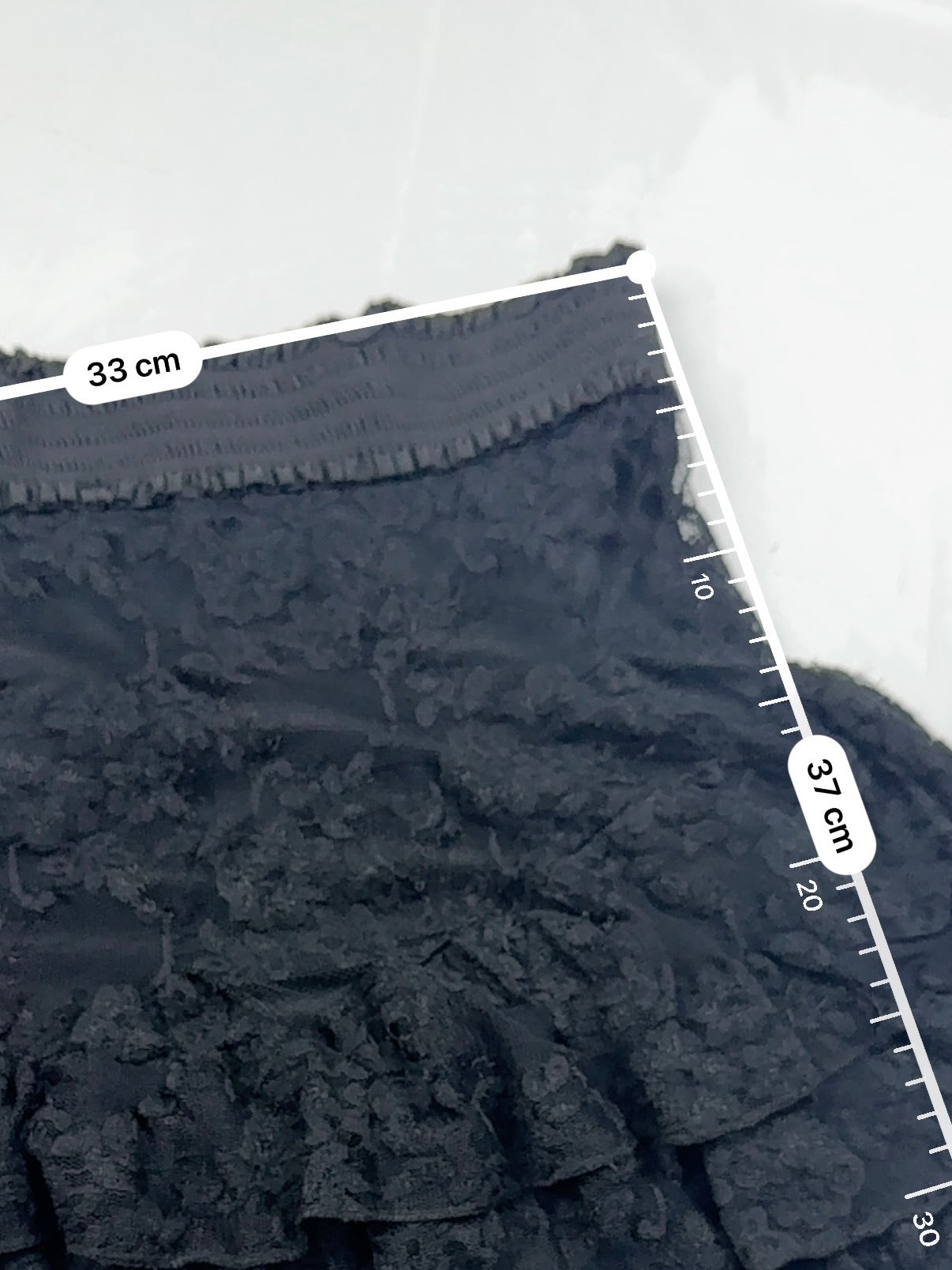 Black lace pleated low rise mini skirt (S)
