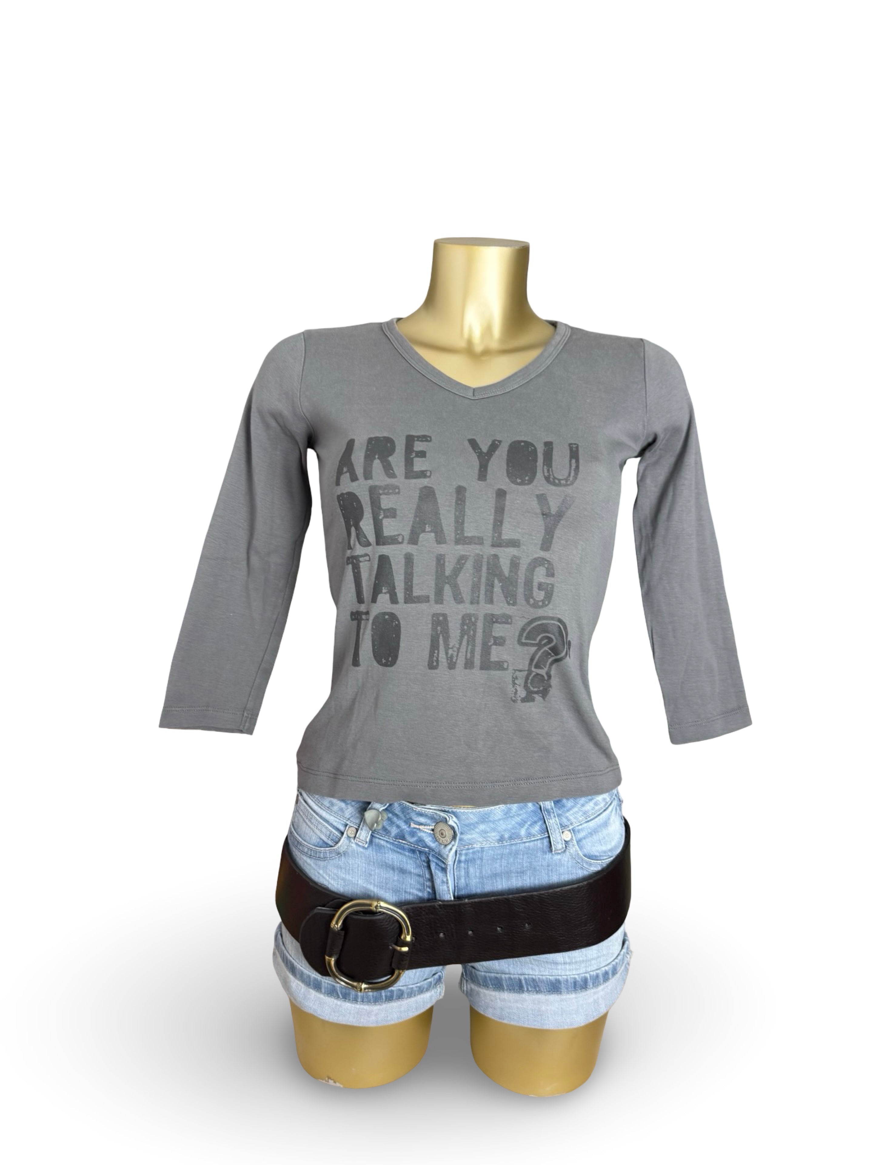 Graphic cotton long sleeves top (S)
