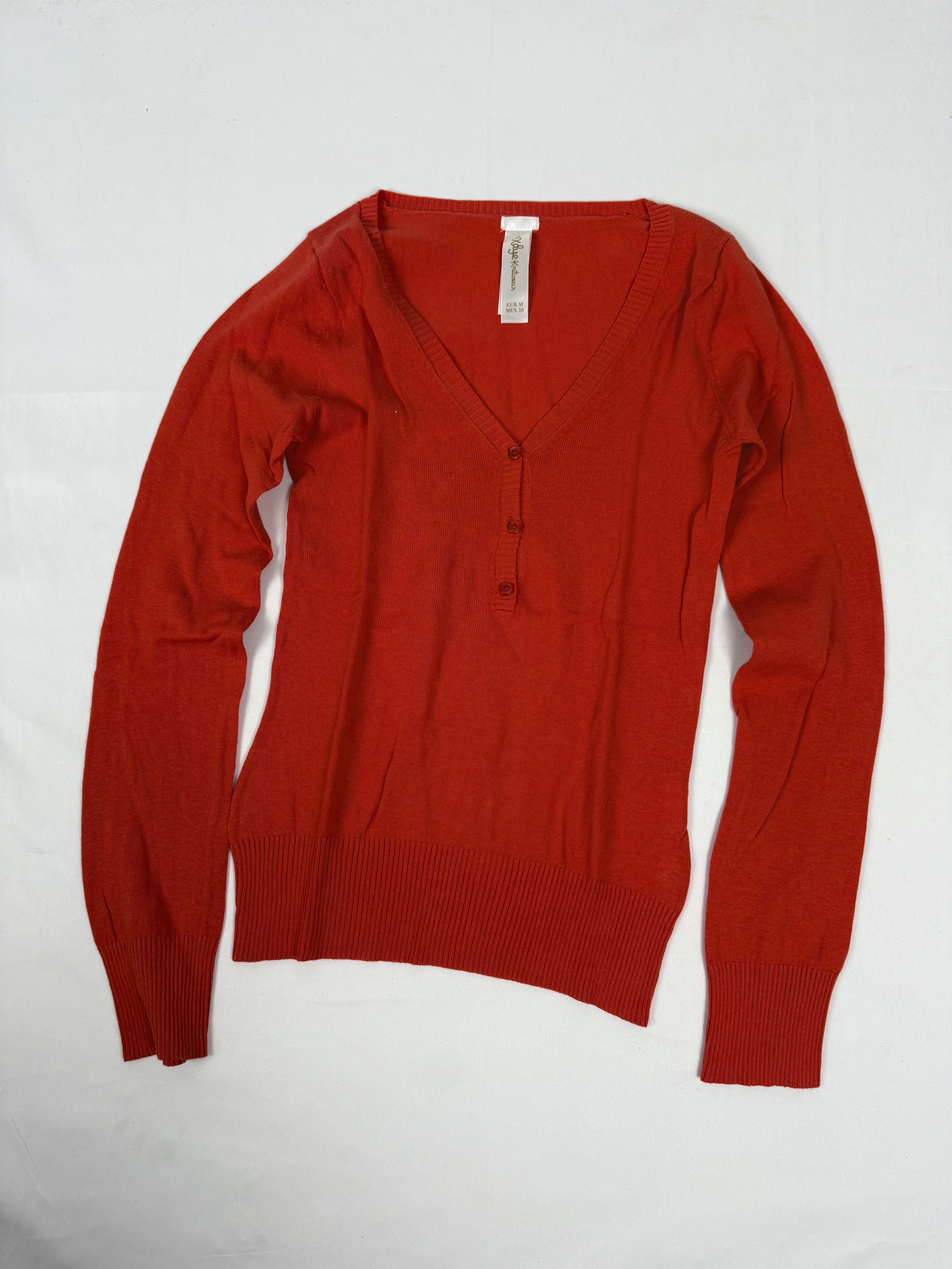 Orange ribbed tight fit jumper (M)