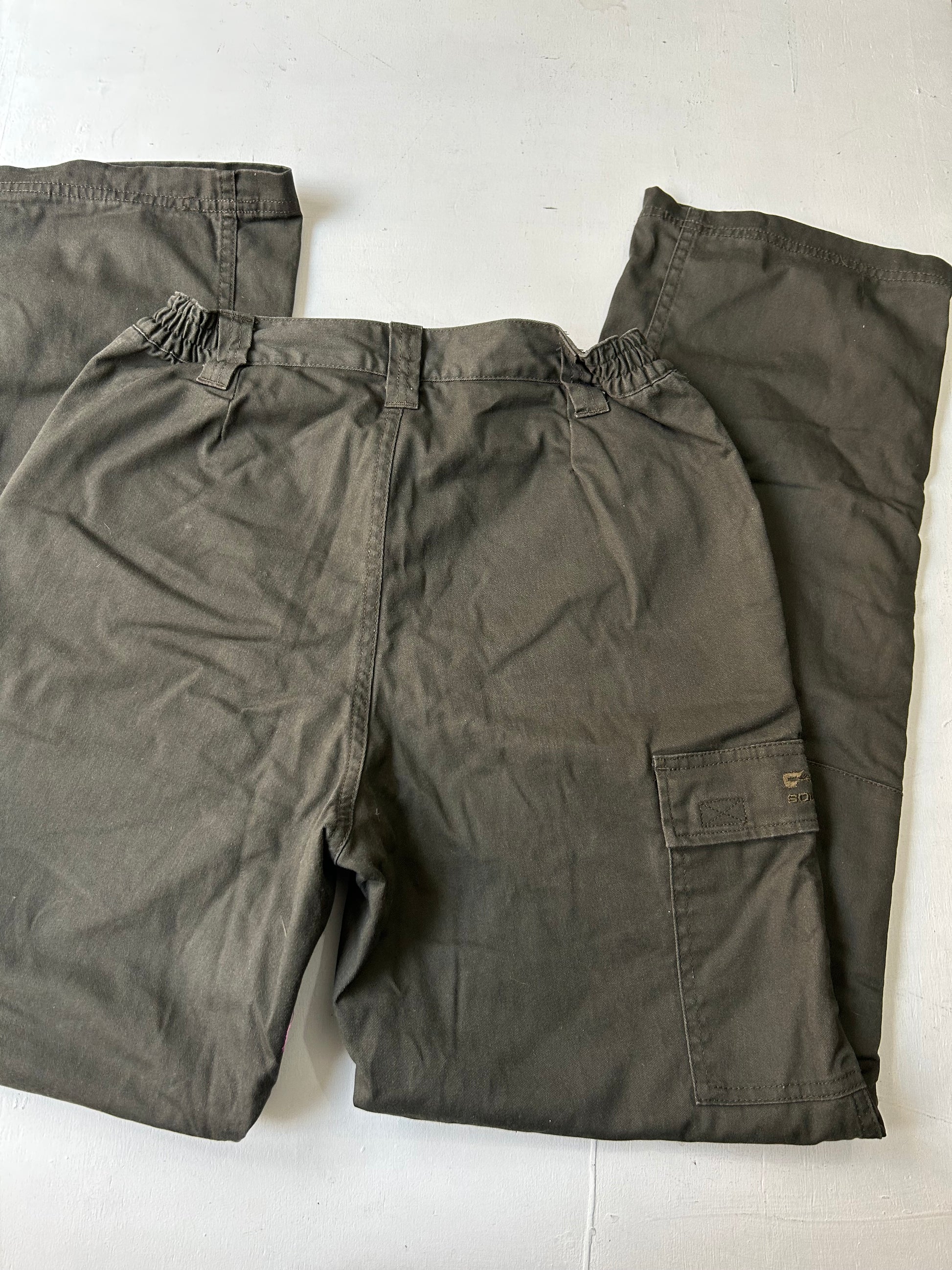 Khaki cargo 90s y2k vintage utility pants (S)