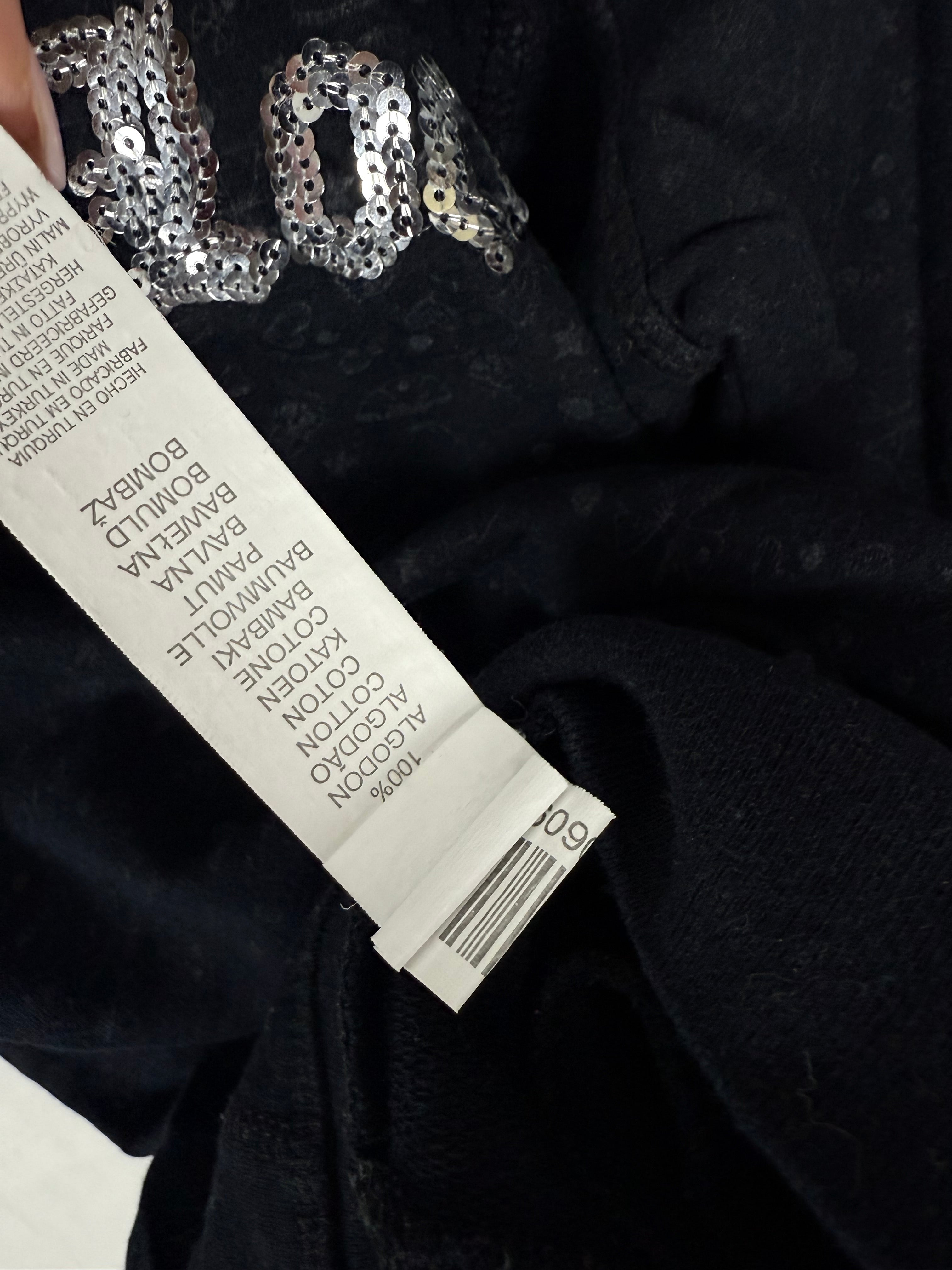 Black 100% cotton sequins logo hoodie (S/M)