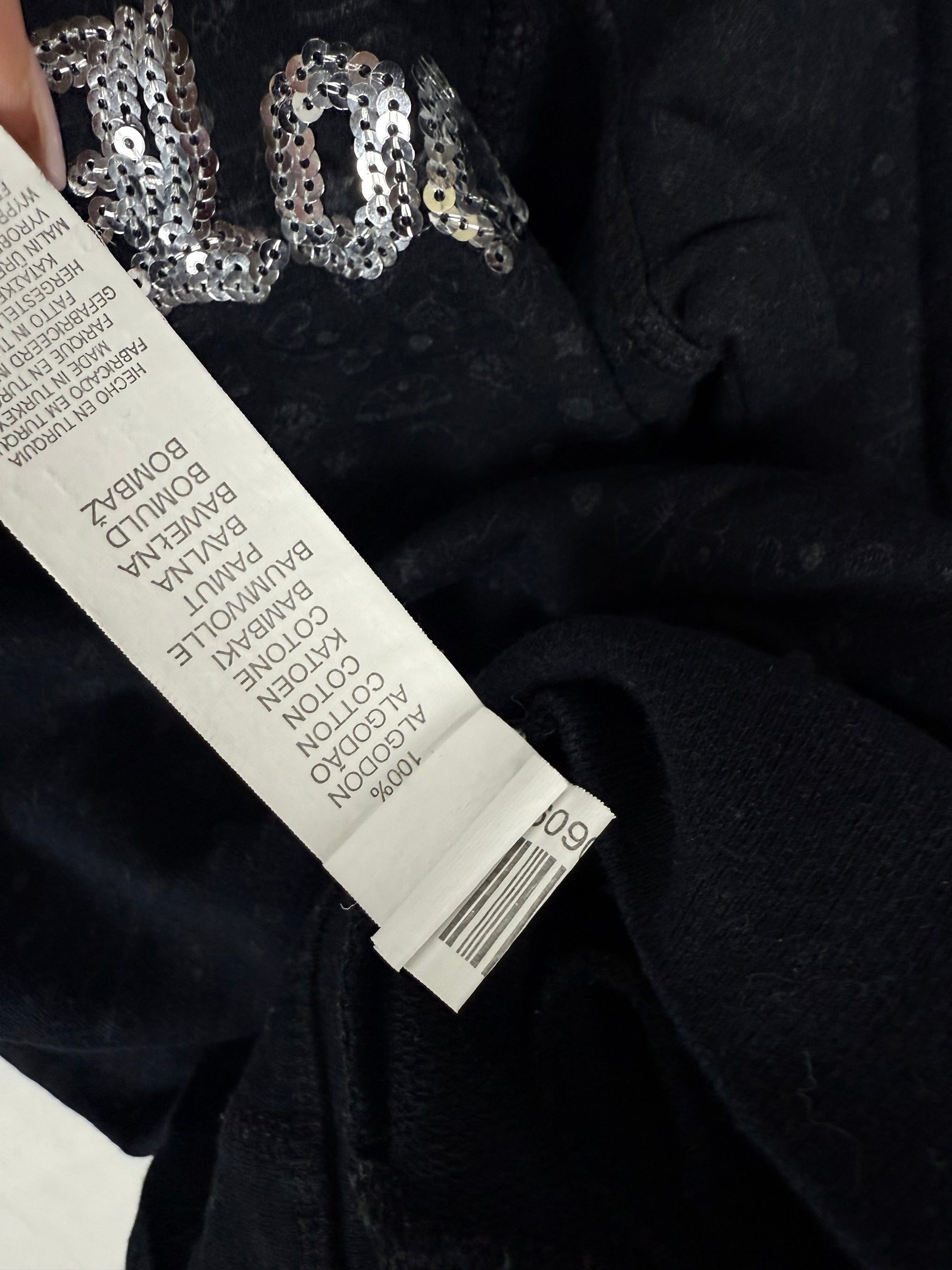 Black 100% cotton sequins logo hoodie (S/M)