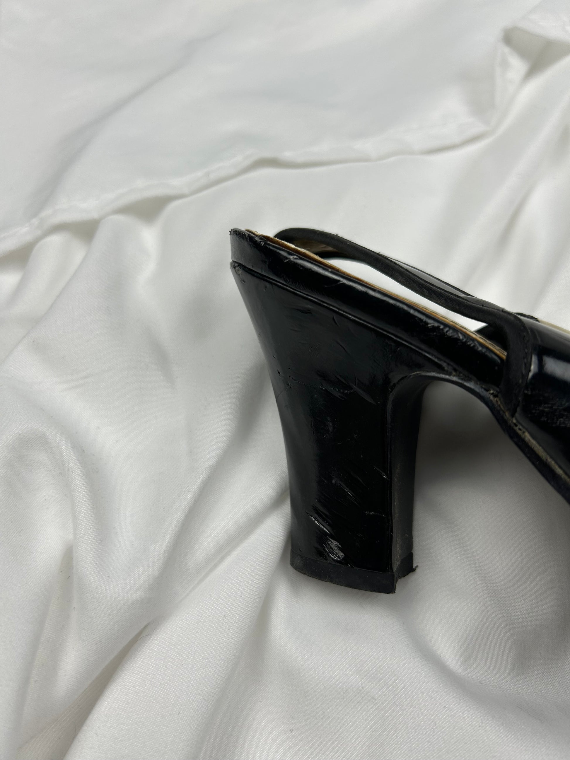 Black buckle belt square heels shoes (39)