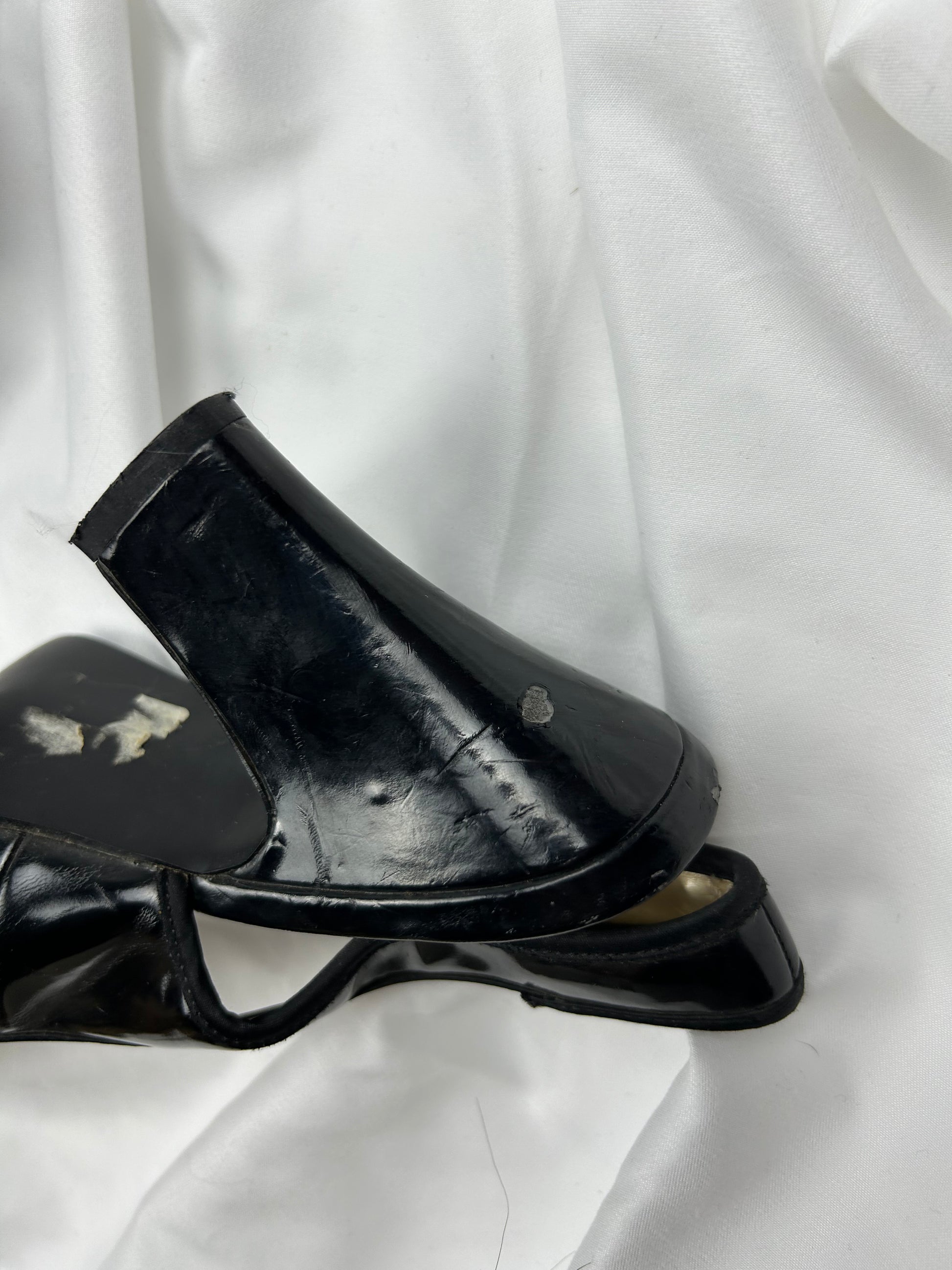 Black buckle belt square heels shoes (39)