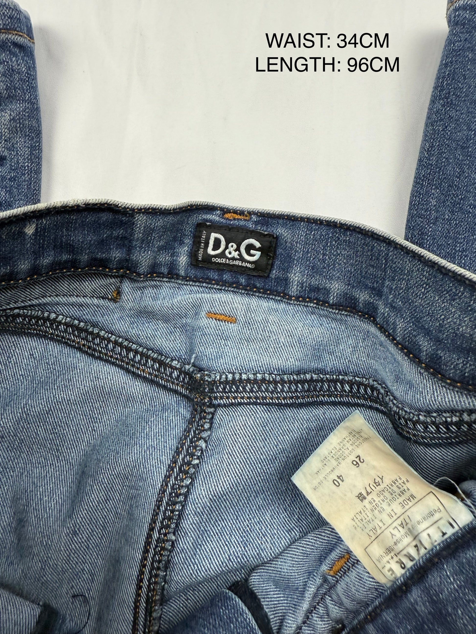 Blue denim low rise flared pants (XS)