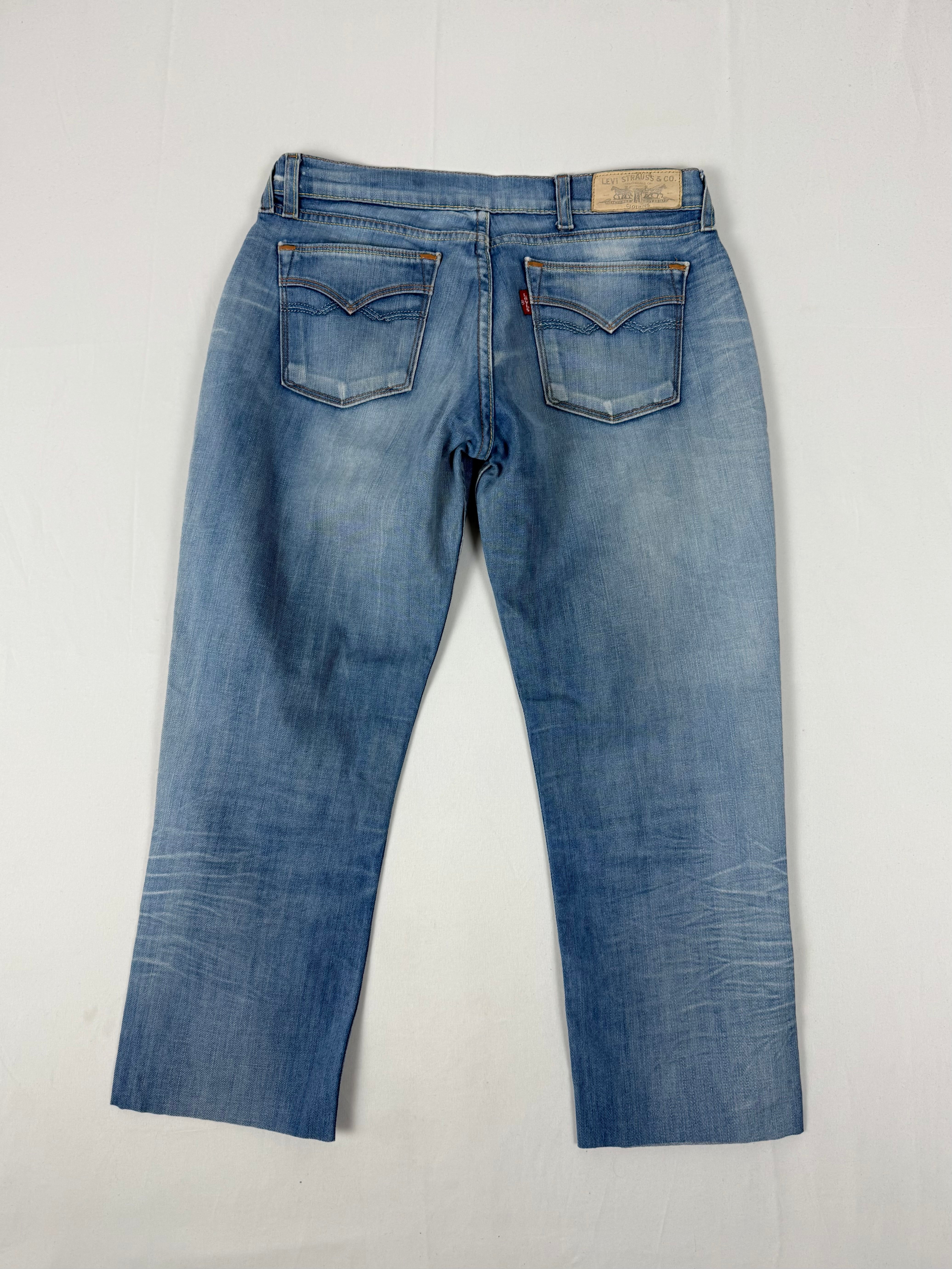 Blue denim low rise capri pants (S)
