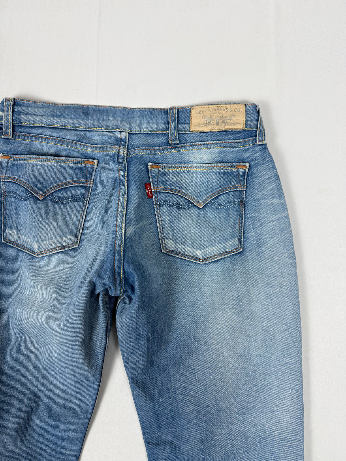 Blue denim low rise capri pants (S)