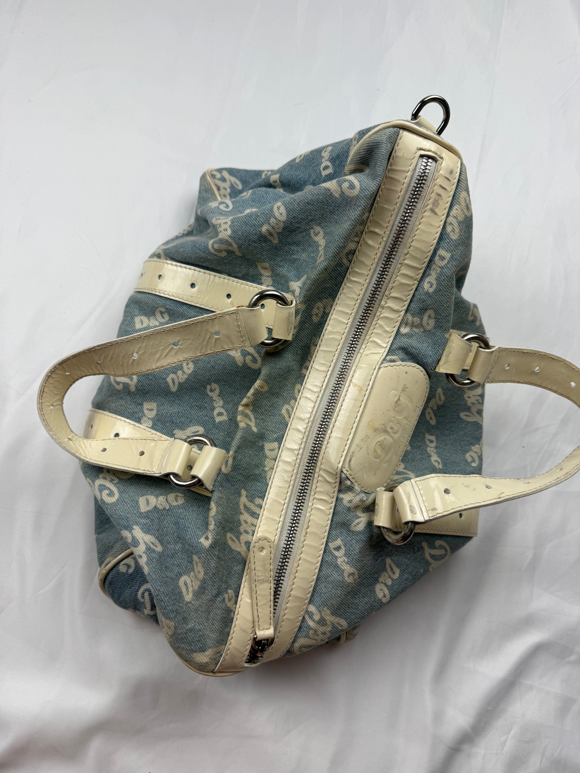 Blue denim logo uni handbag (35x25cm)