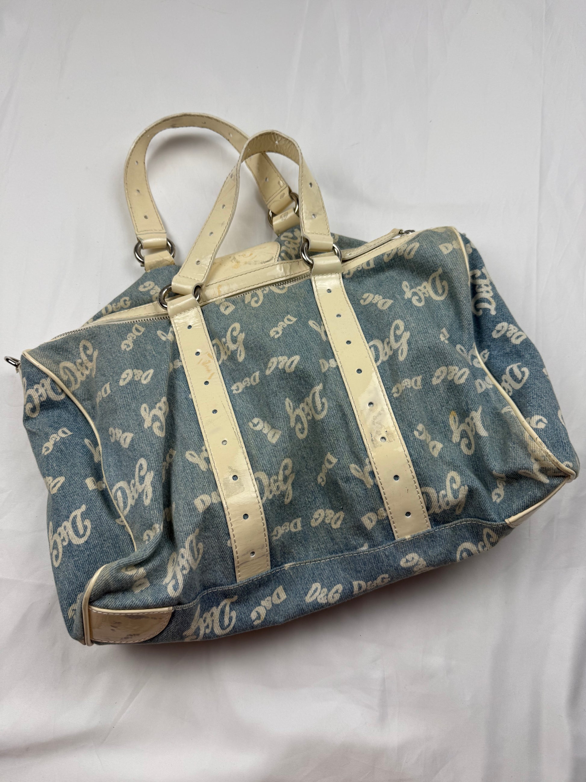 Blue denim logo uni handbag (35x25cm)