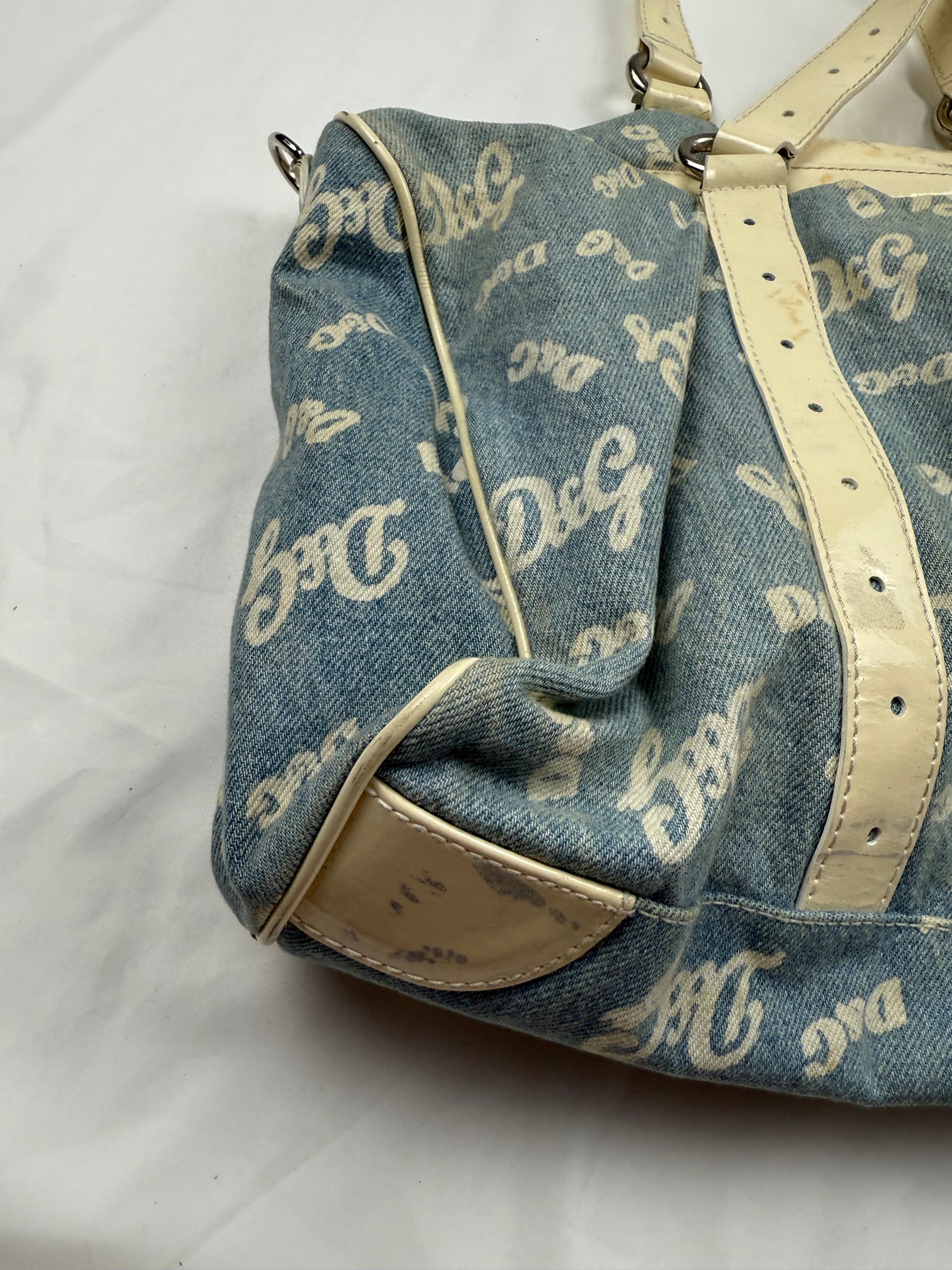 Blue denim logo uni handbag (35x25cm)