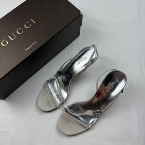 White real leather kitten heels (35/36)