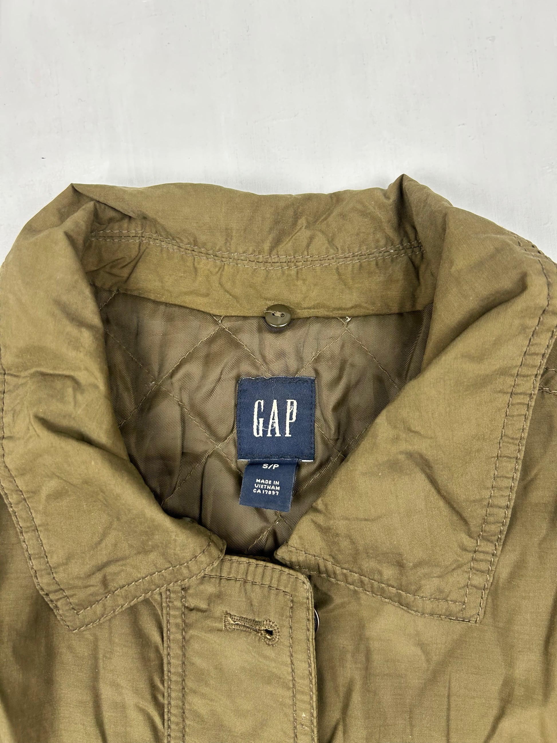 Khaki utility zip up biker jacket (S/M)