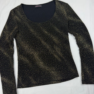 Black golden strass tight fit long sleeves top (S/M)