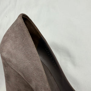 Grey suede monogram open toes wedge heels (37.5)