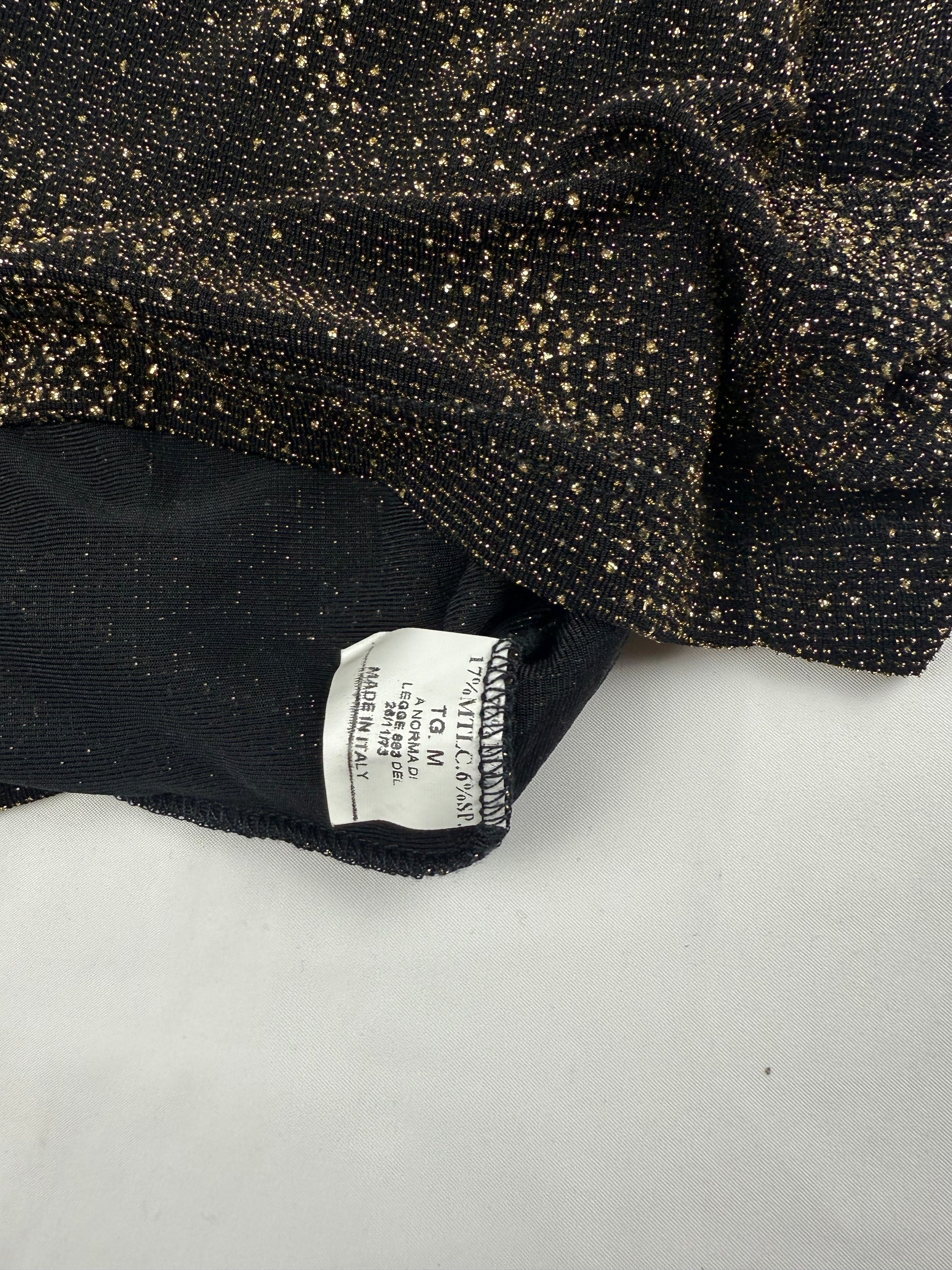 Black golden strass tight fit long sleeves top (S/M)