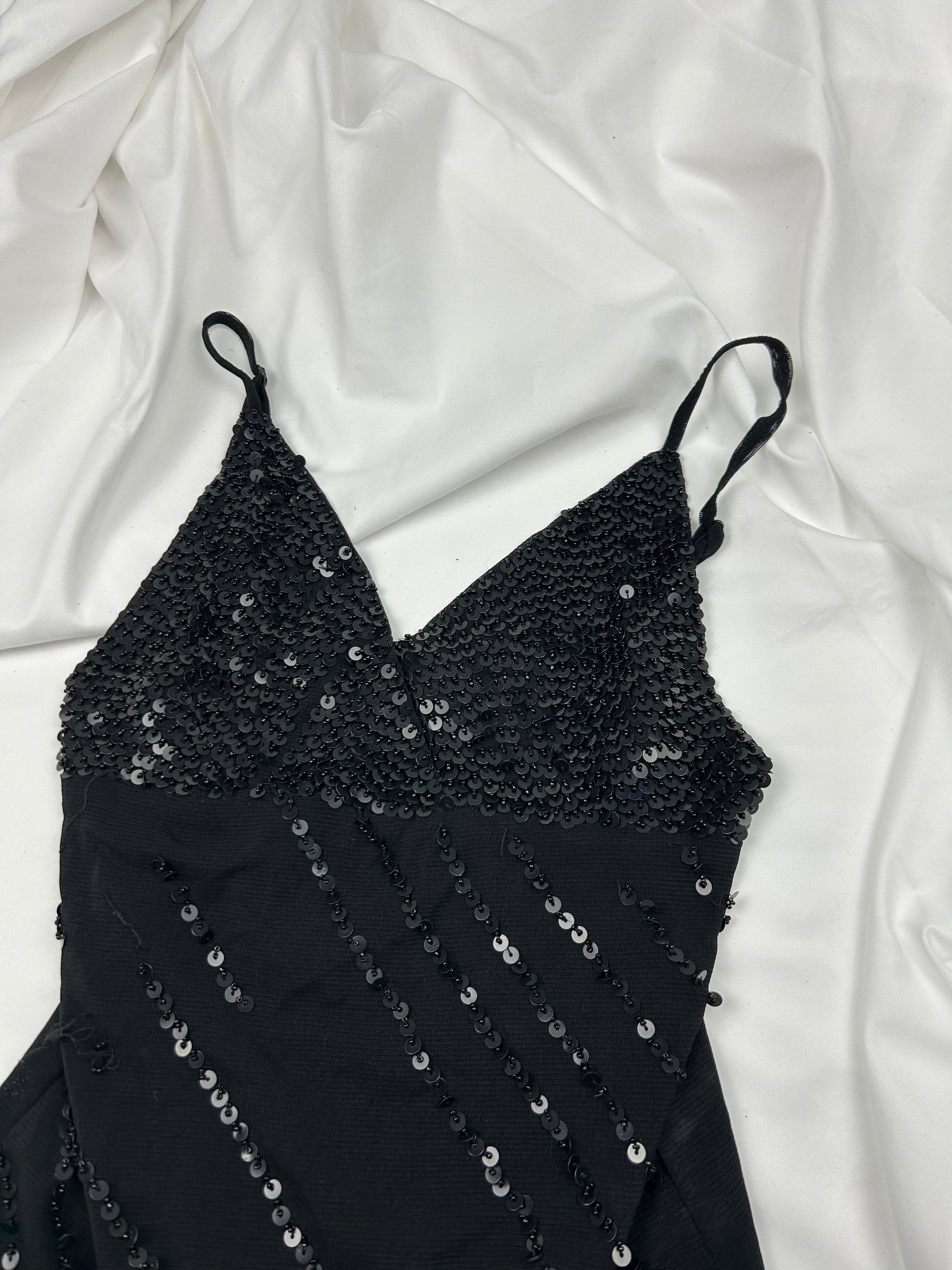 Black mesh sequins lined cami top (S)