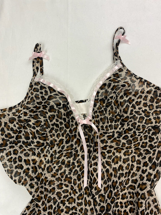 Beige panther mesh babydoll dress (S/M)