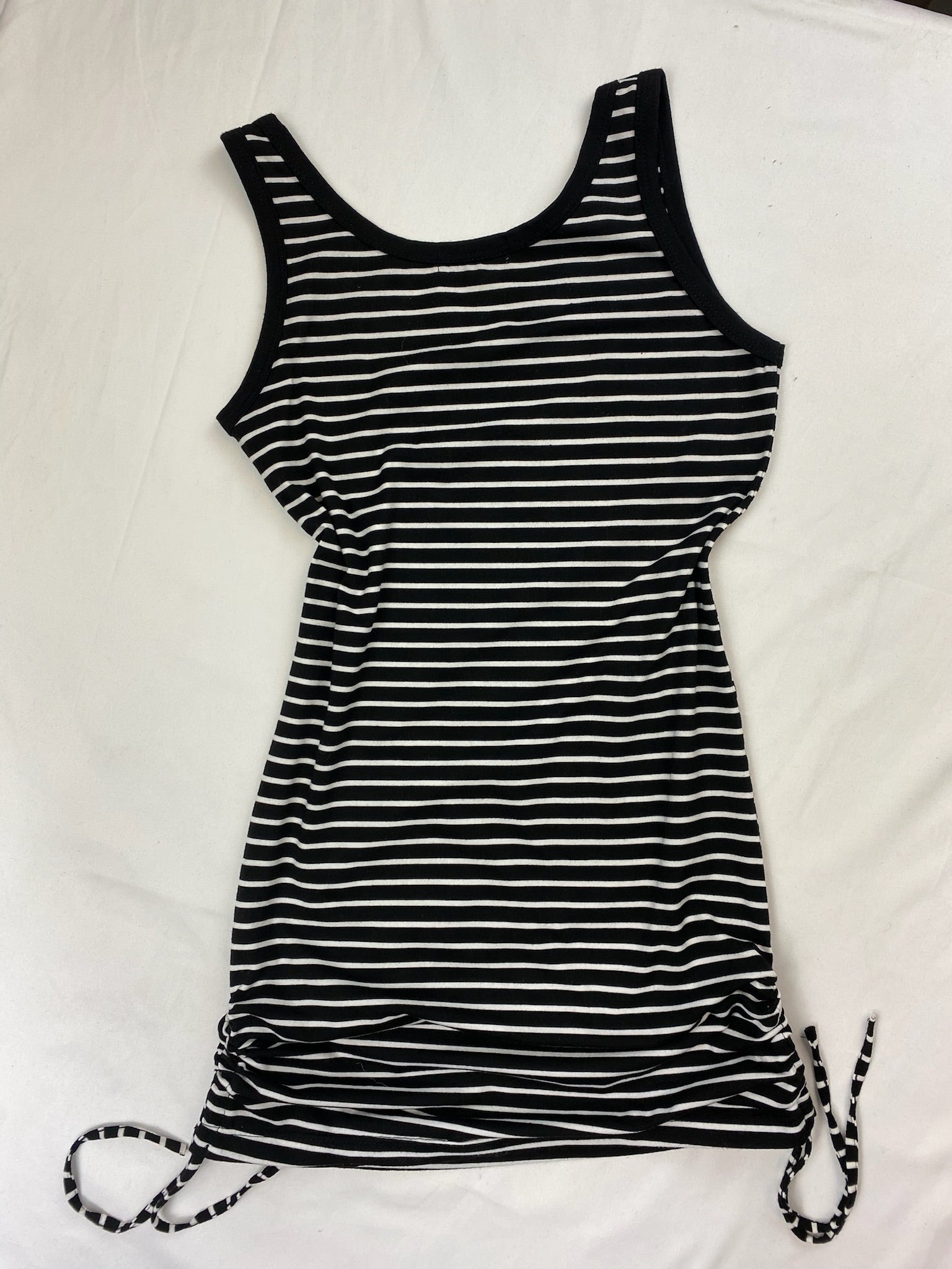 Black striped ruched princess top (M/L)