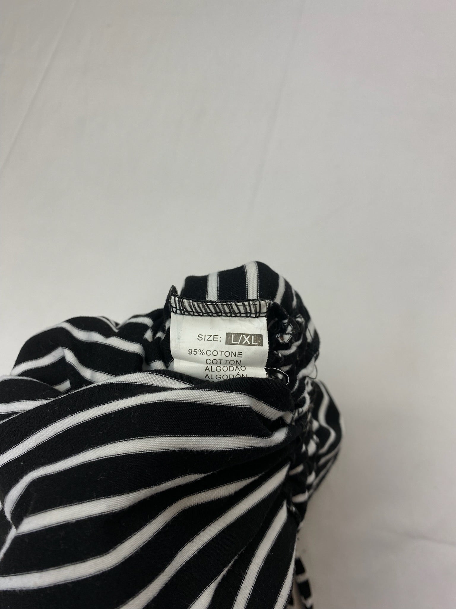 Black striped ruched princess top (M/L)