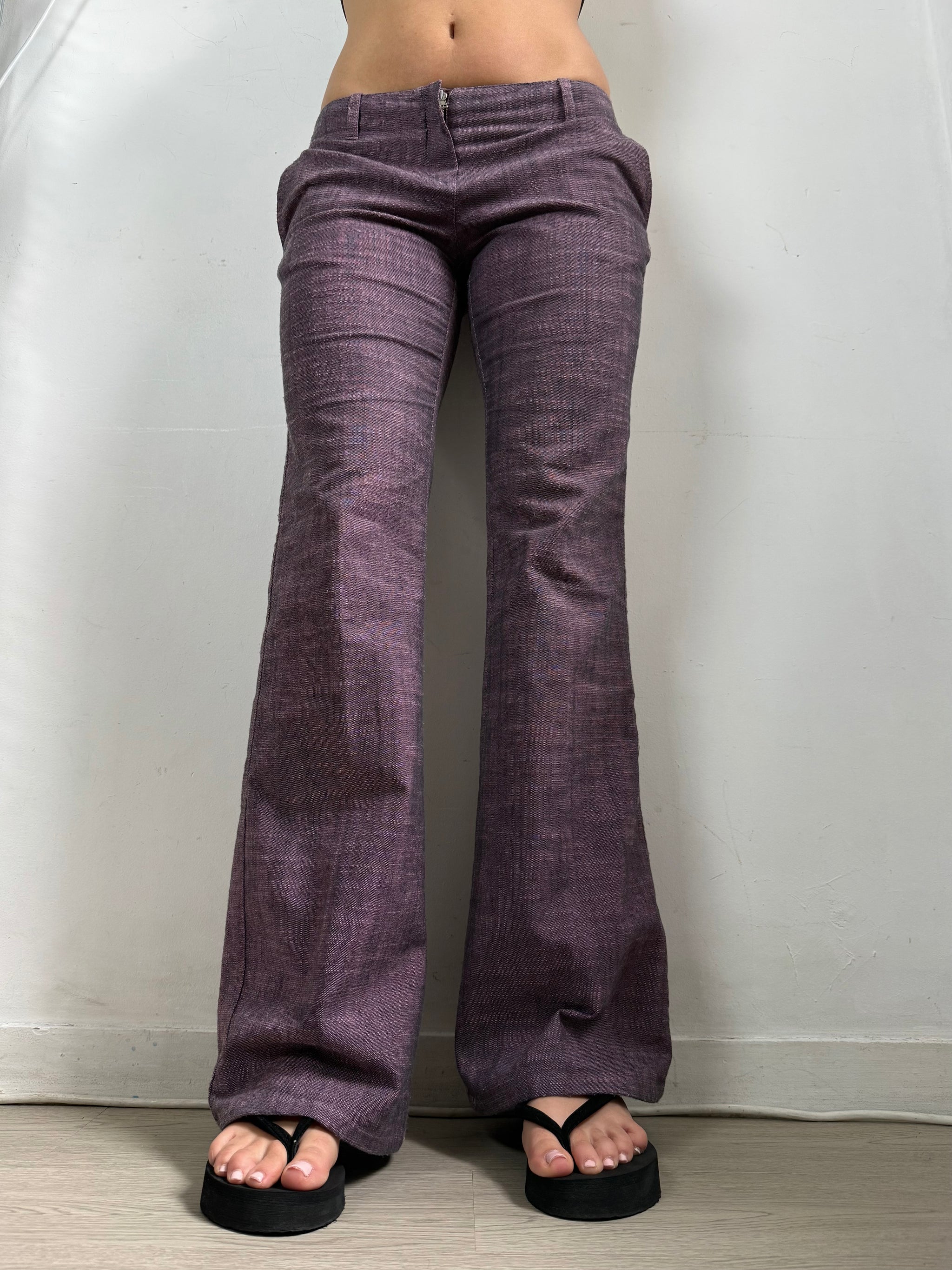 Purple low waist office flare pants (M)