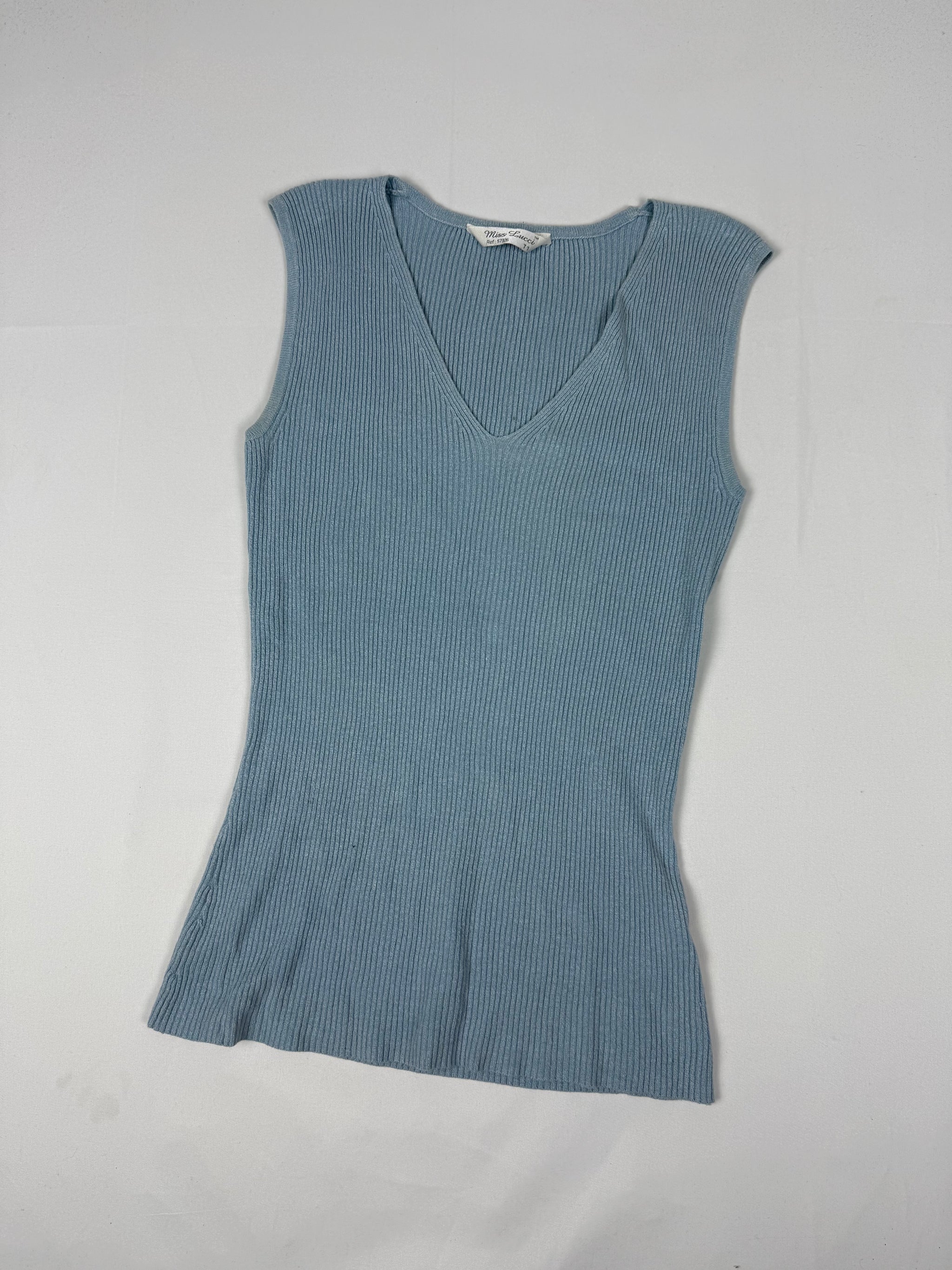 Baby blue ribbed stretchy tank top (M)
