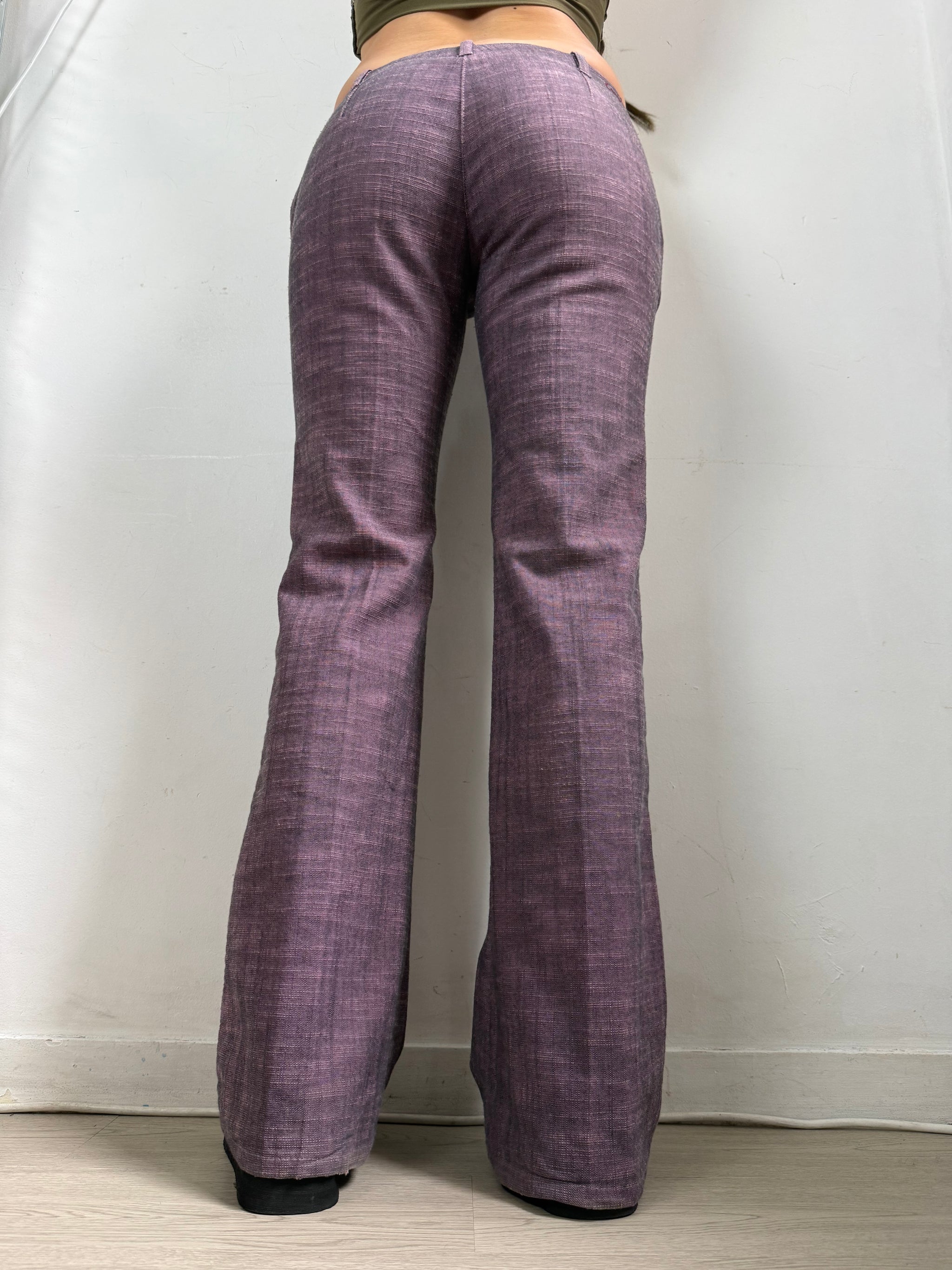 Purple low waist office flare pants (M)