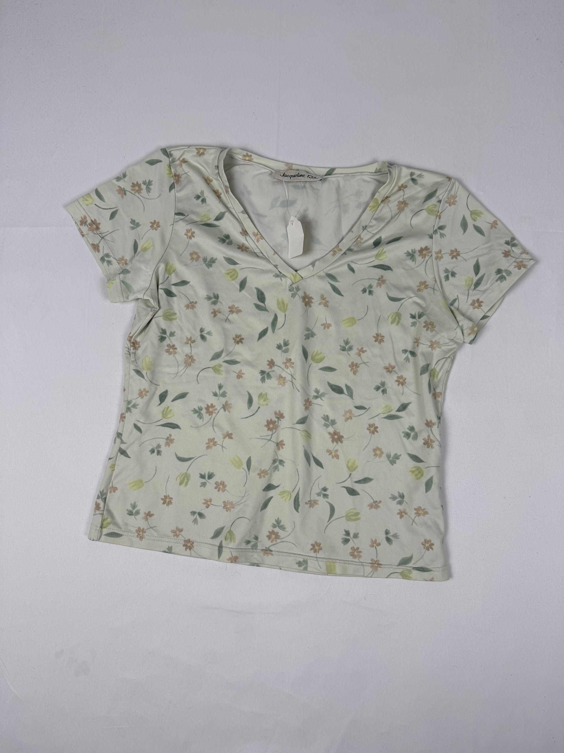 Green floral print lycra tee (XL)