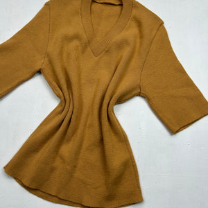 Mustard V neck knitted tee (S/M)