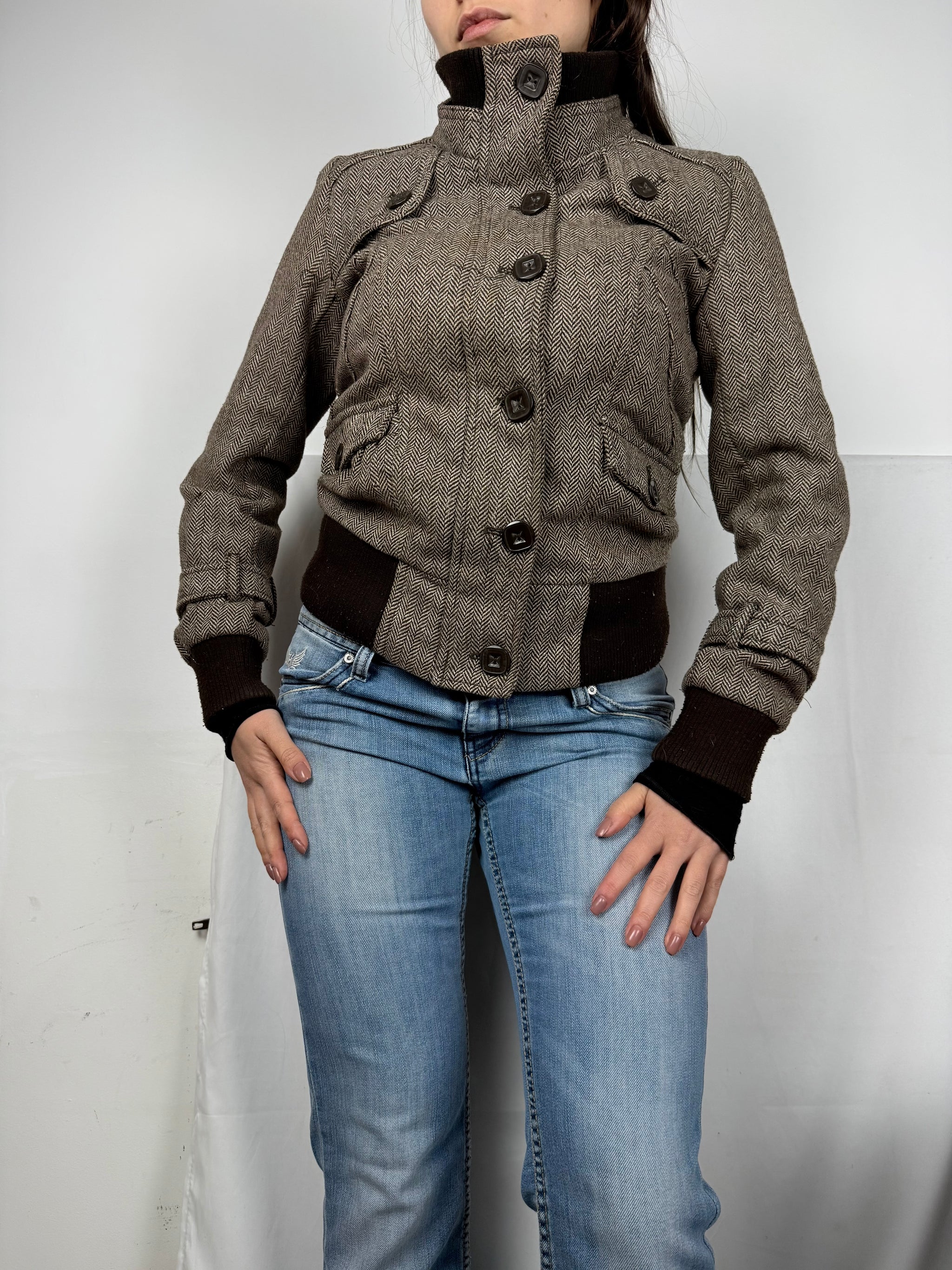 Brown spring biker jacket (M)
