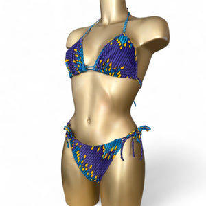 Blue graphic ajustable bikini set (M)