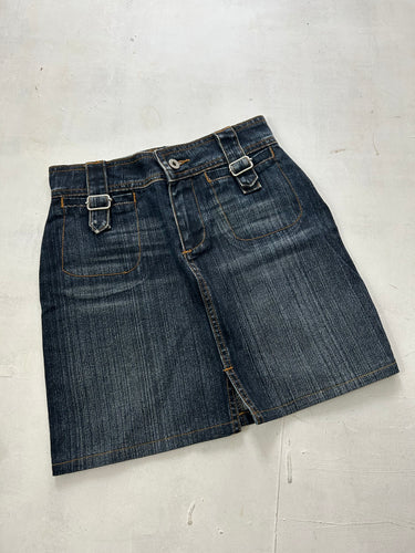 Denim cargo navy 90s mini skirt (XS)