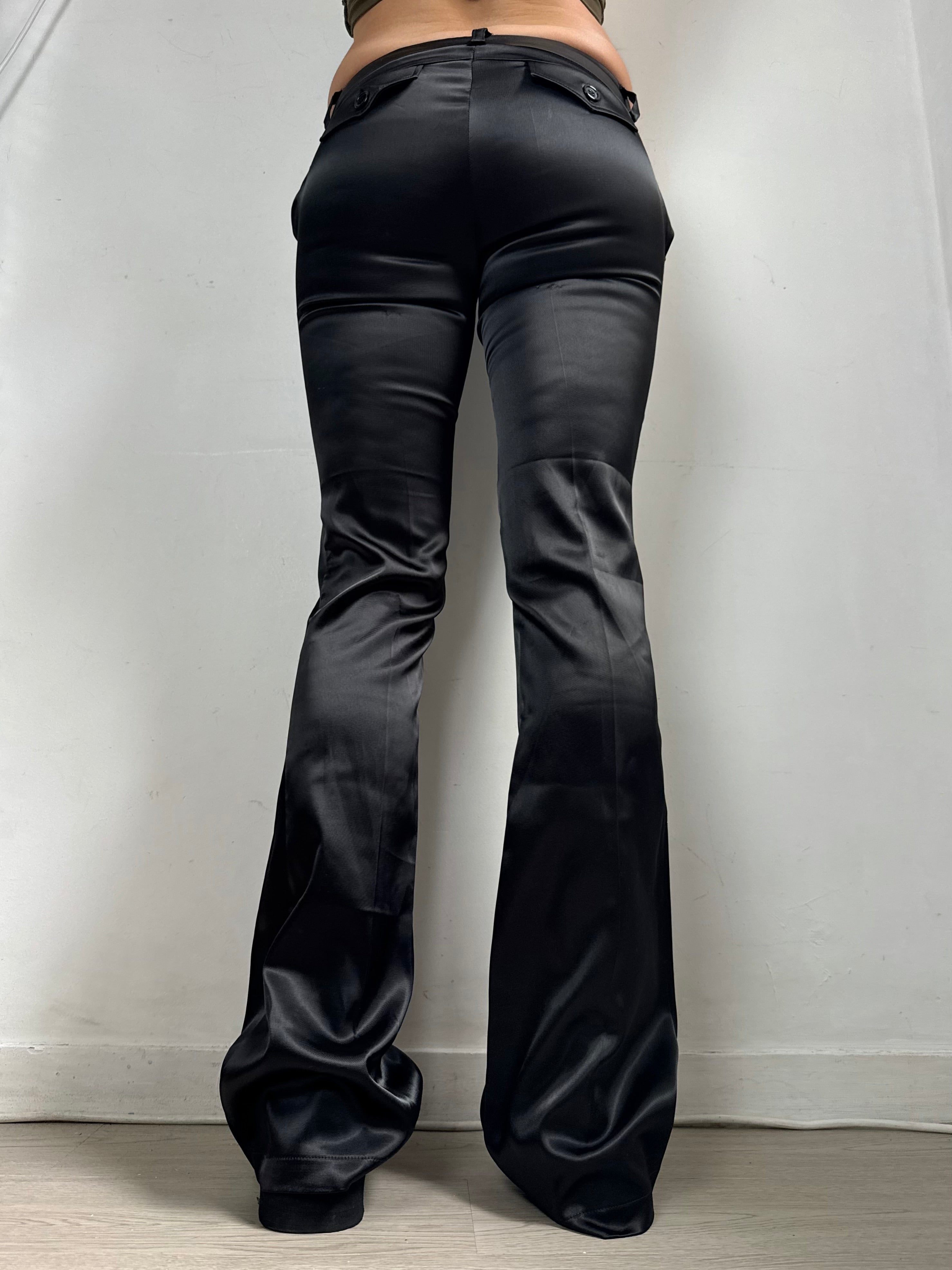 Black low rise silky office pants (XS)