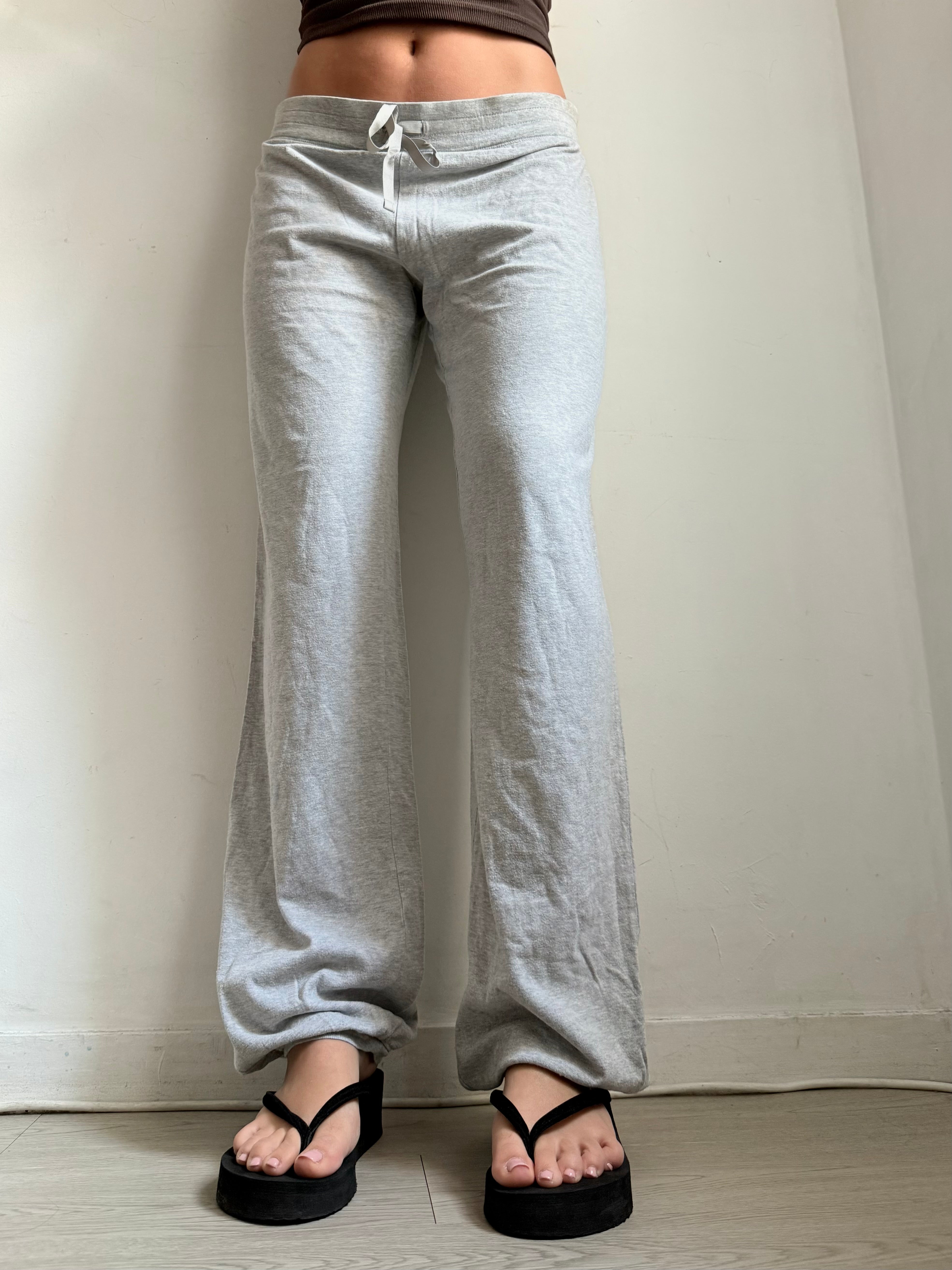 Pantalon droit taille basse en jean noir (XS)