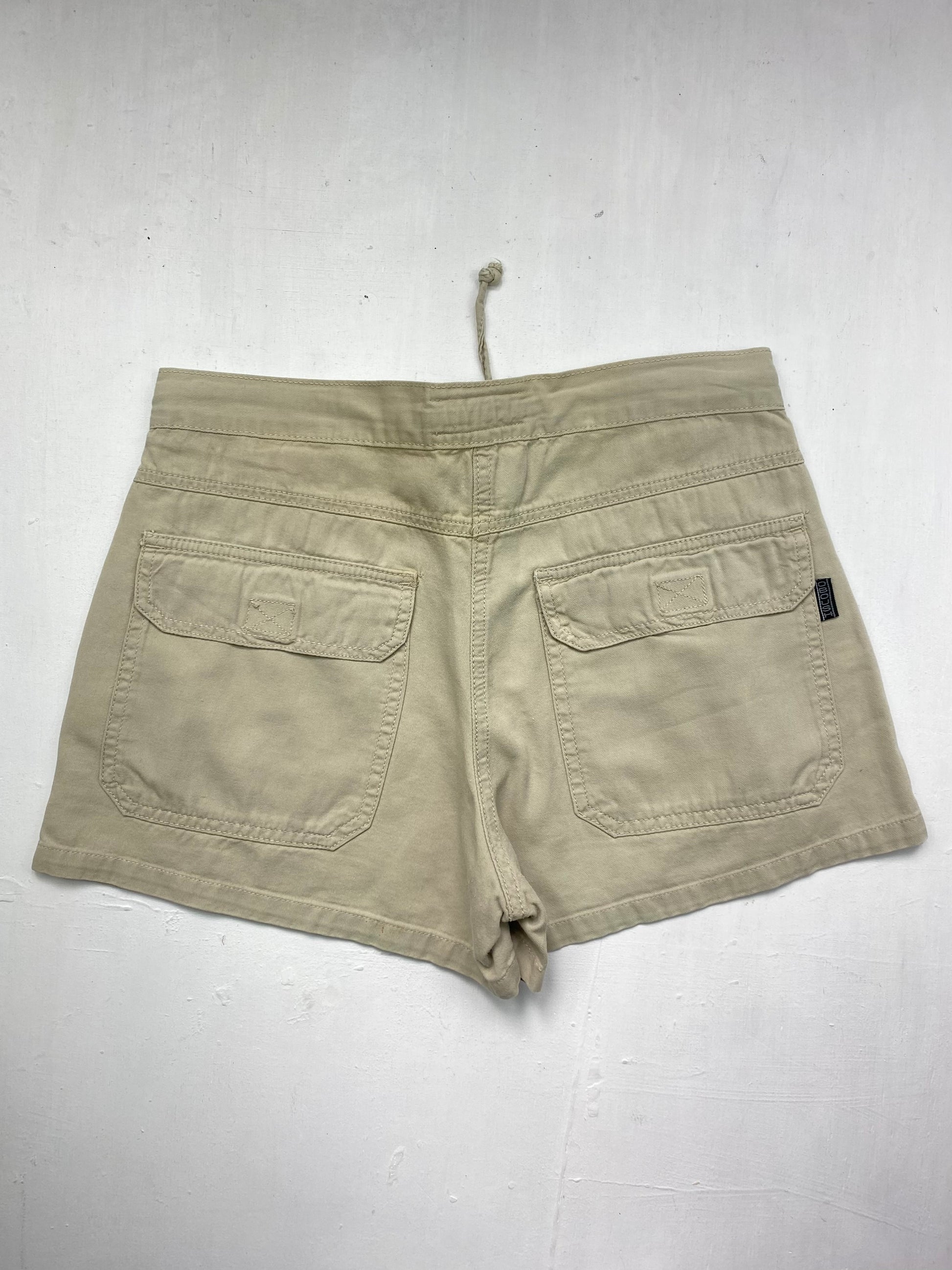 Beige 100% cotton mid rise mini short (S)