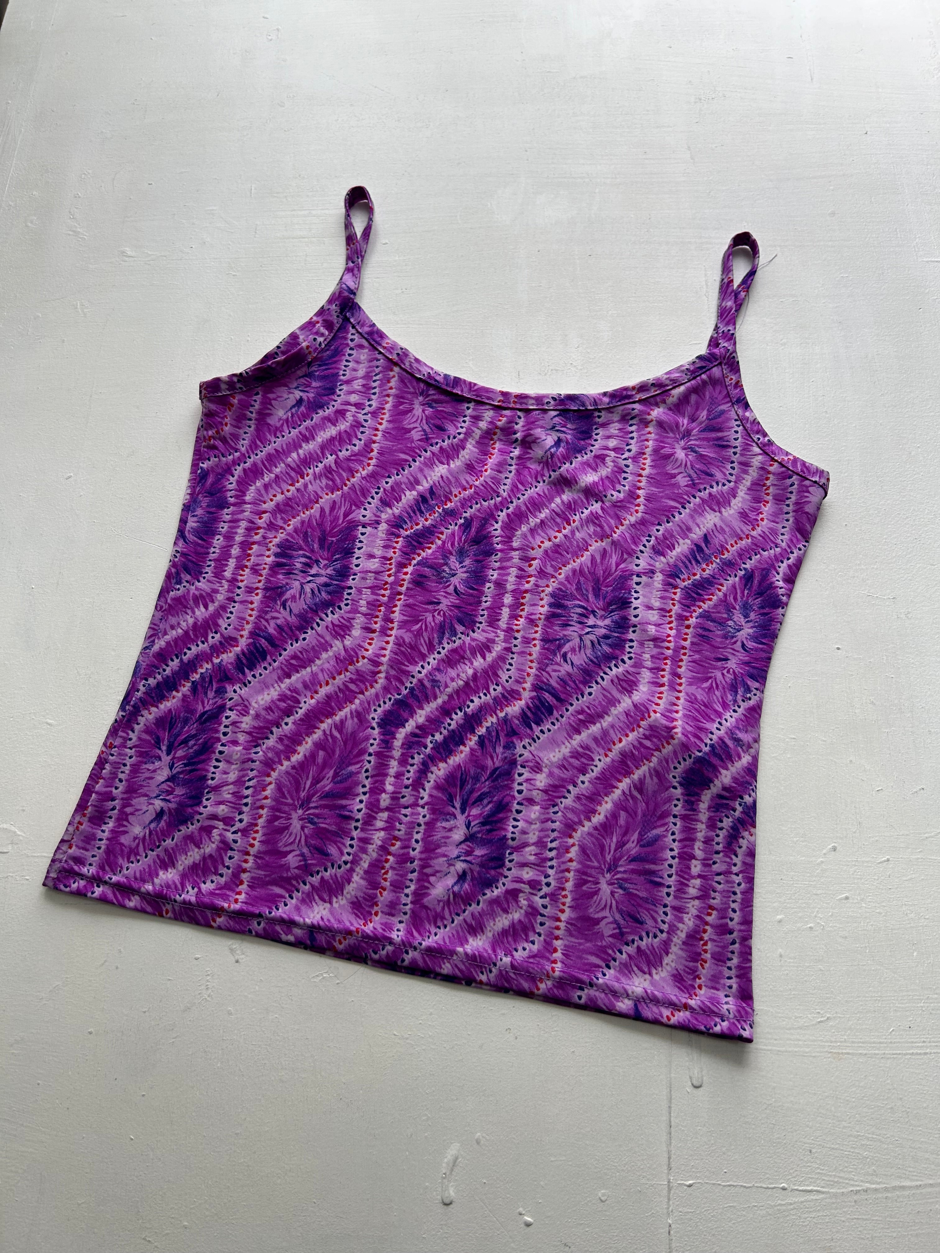 Purple graphic print cami top 90s y2k vintage (S/M)