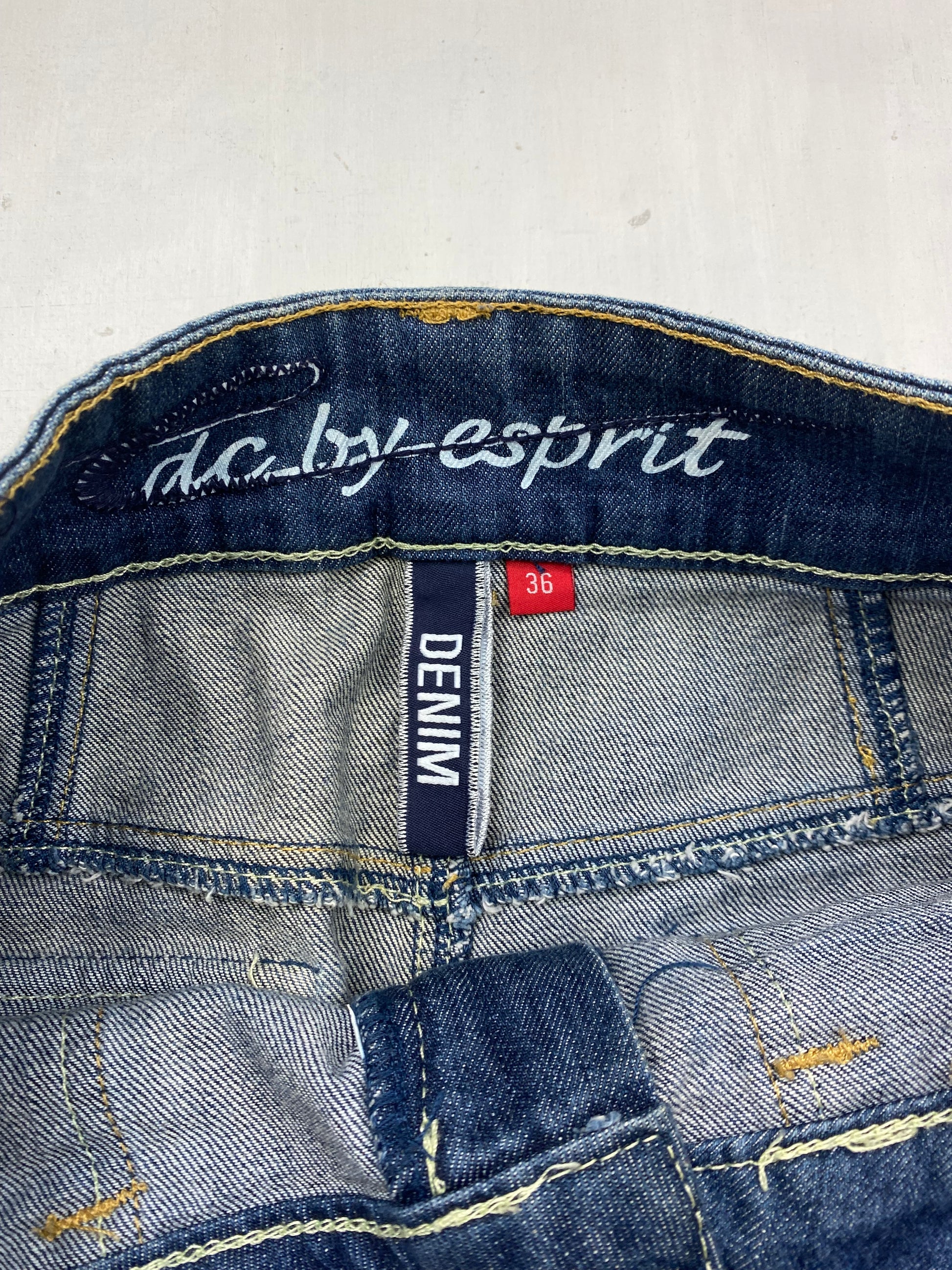 Blue denim low rise mini skirt (M)