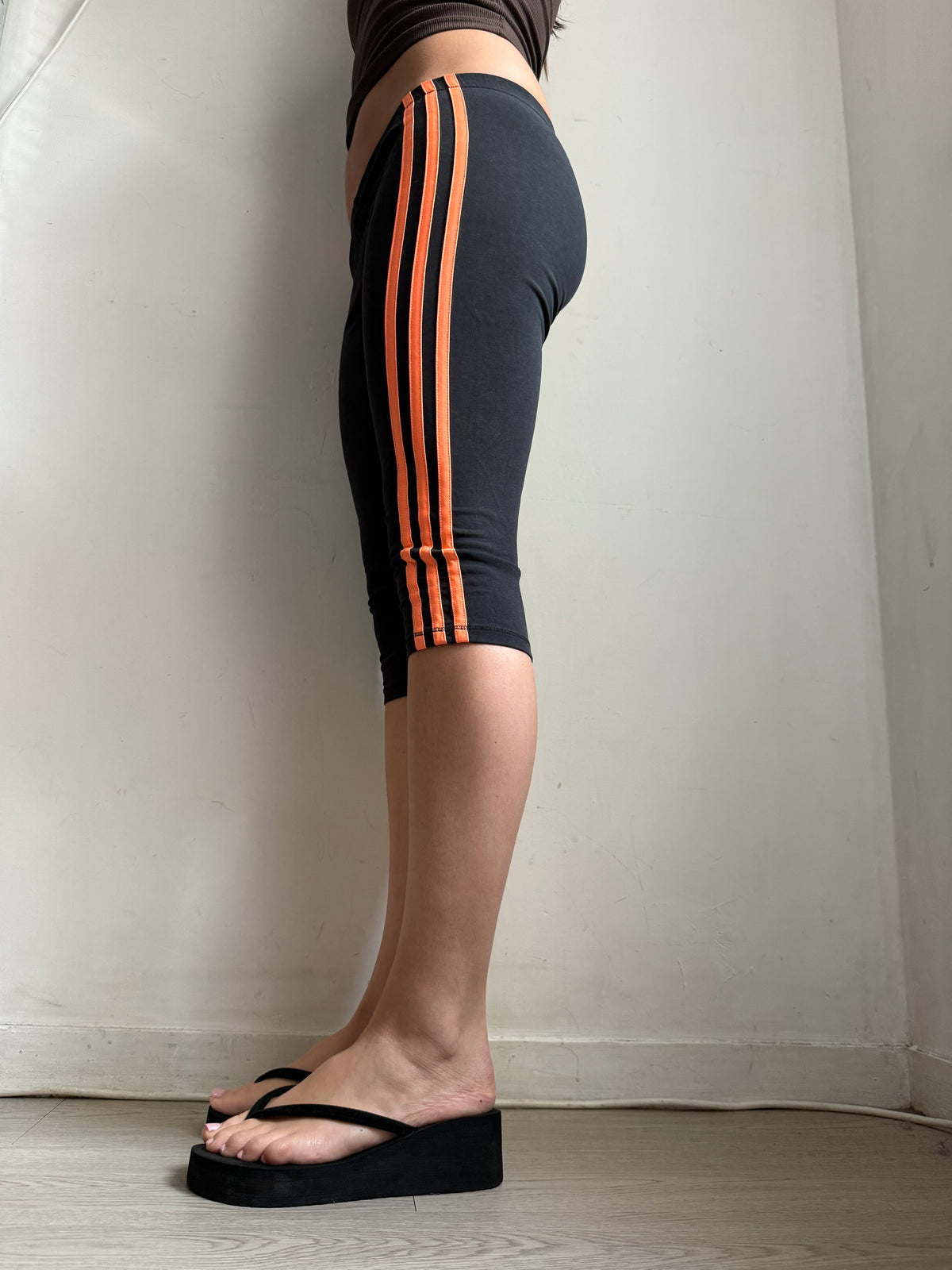 Black & orange neon capri pants (XS)
