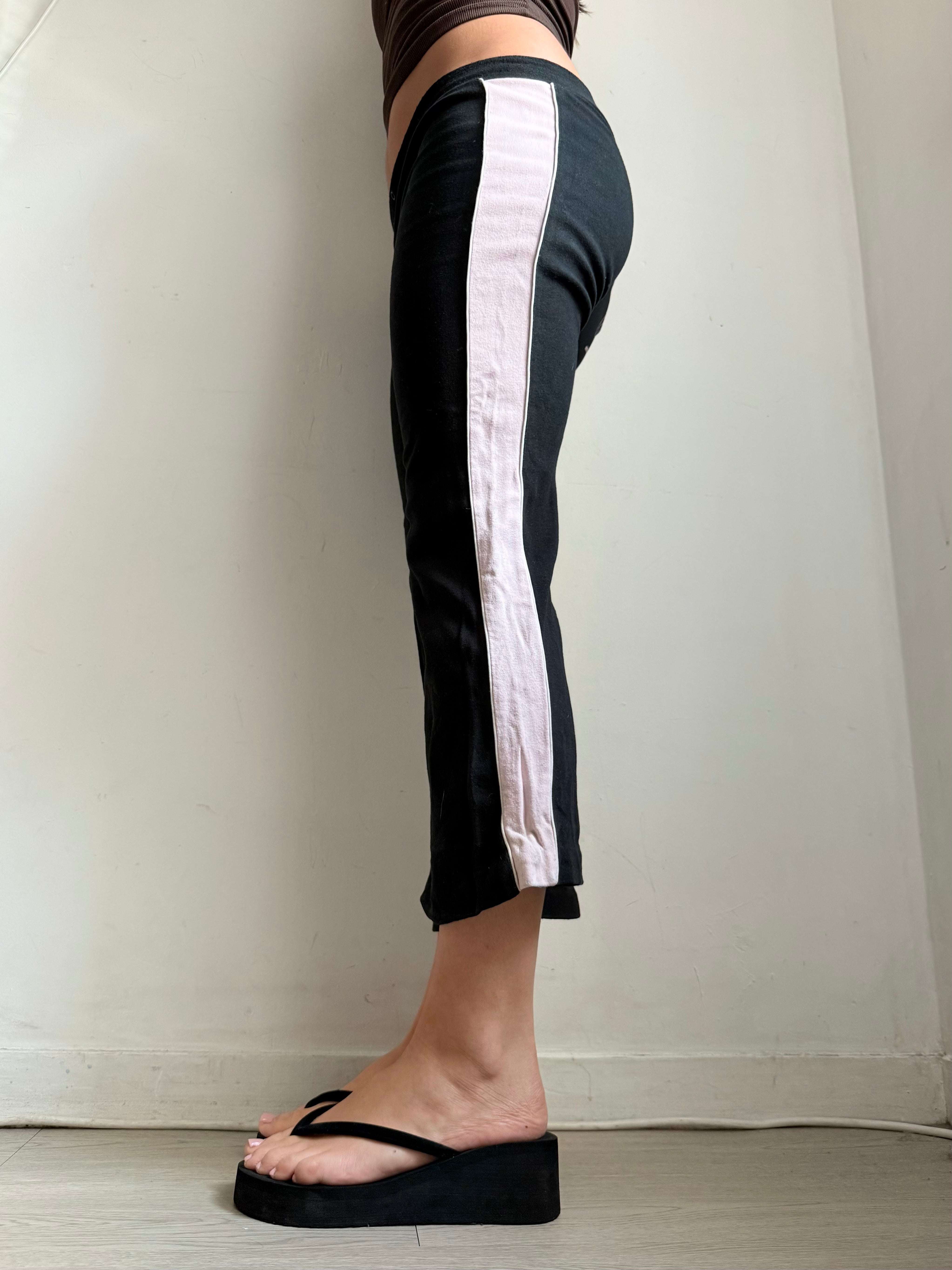 Pantalon droit taille basse en jean noir (XS)