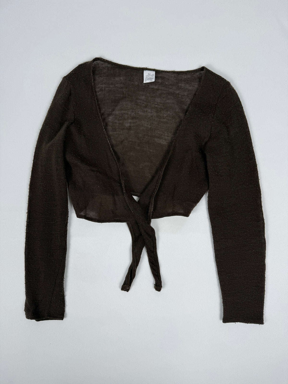 Brown tie up long sleeves bolero top (S)