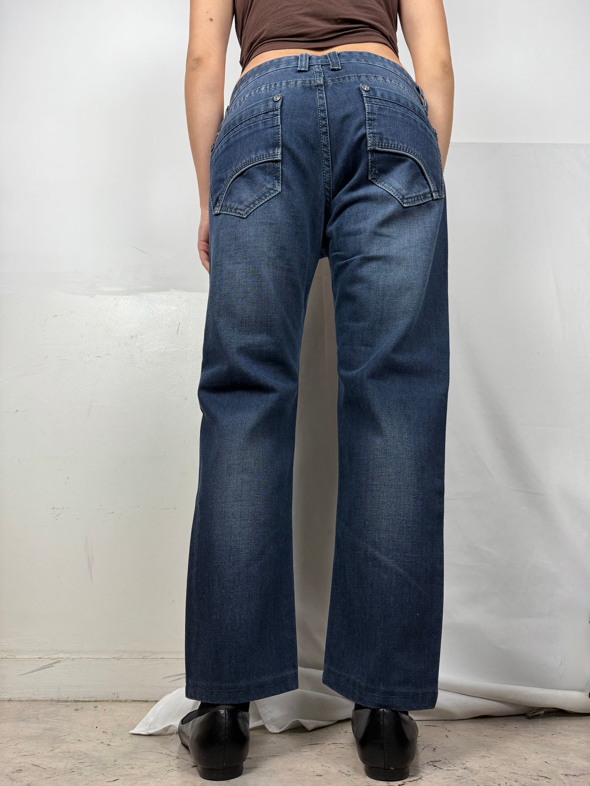 Navy low rise baggy pants (S/M)