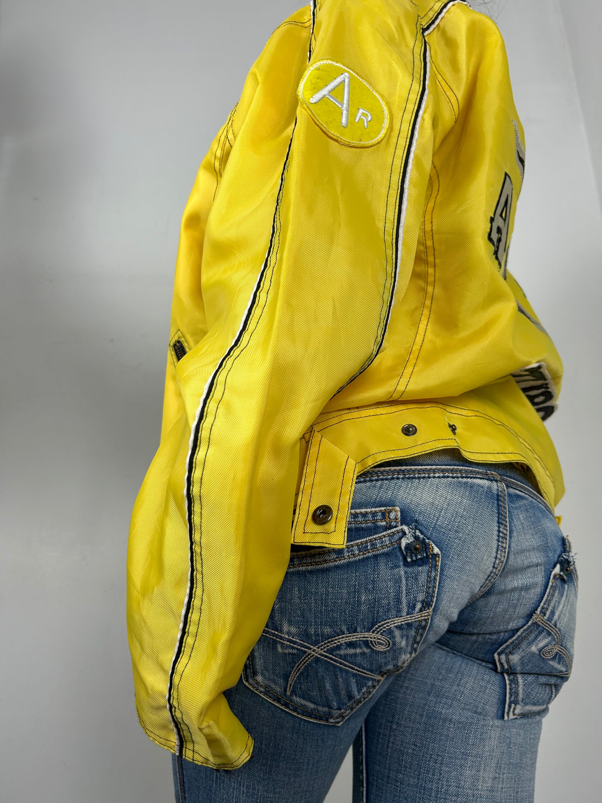 Yellow zip up biker jacket (XL)