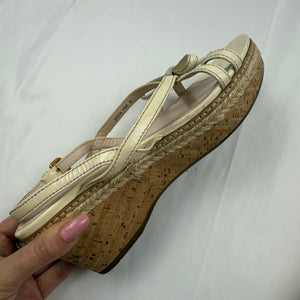 Beige real leather wedge heels (36)